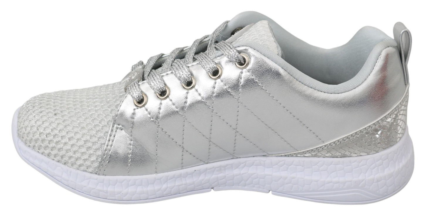 Philipp Plein Gisella Silver Polyester Sneakers Shoes