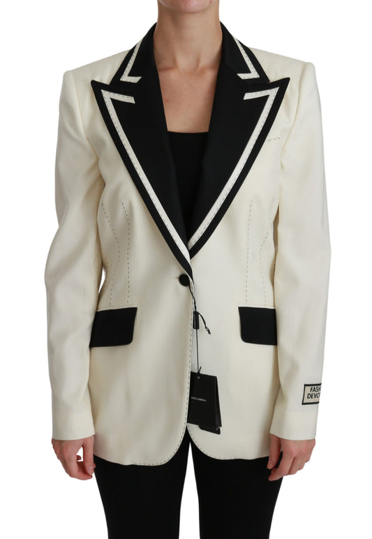 Dolce & Gabbana Wool Cream Single Breasted Coat Blazer Jacket