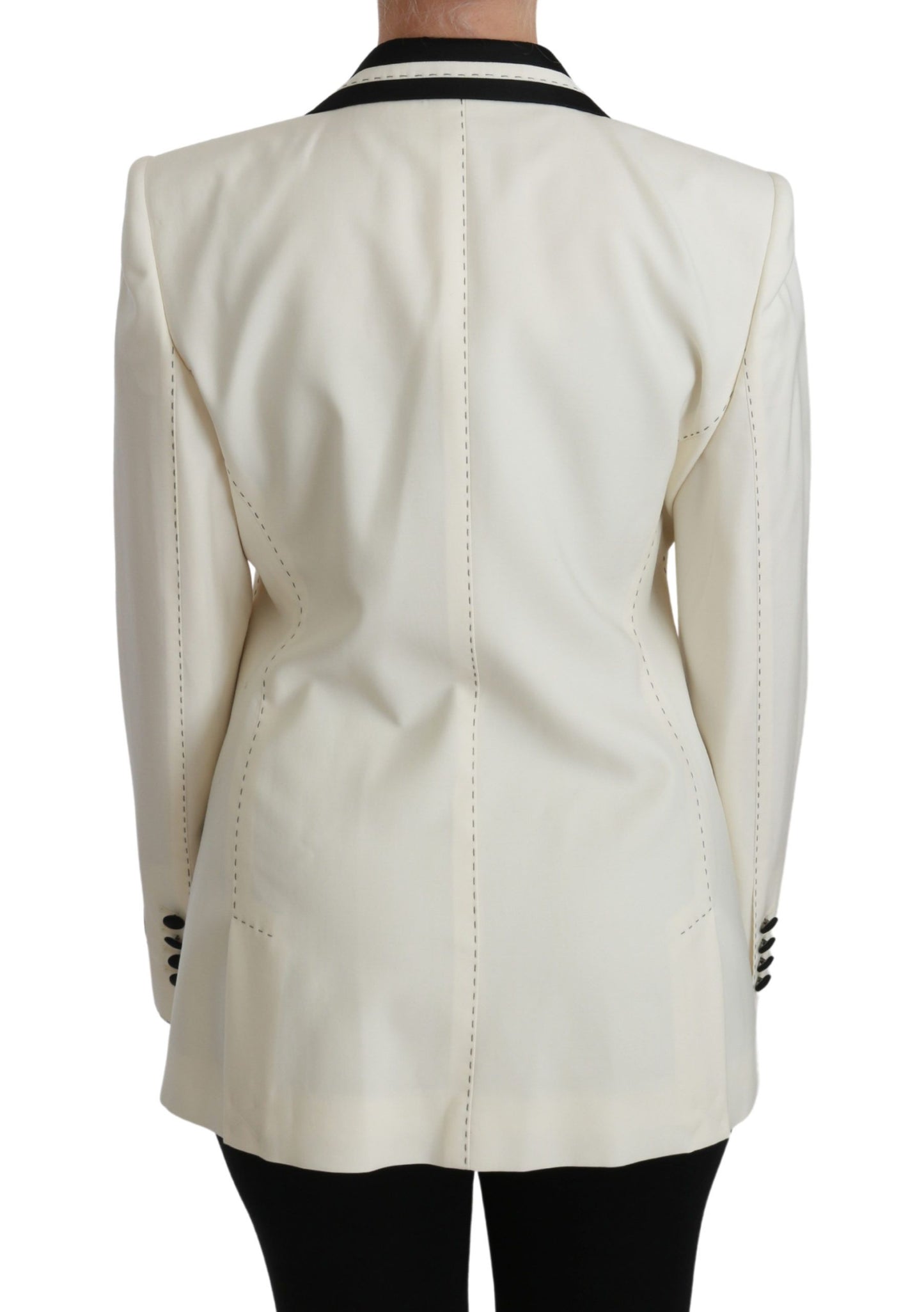 Dolce & Gabbana Wool Cream Single Breasted Coat Blazer Jacket