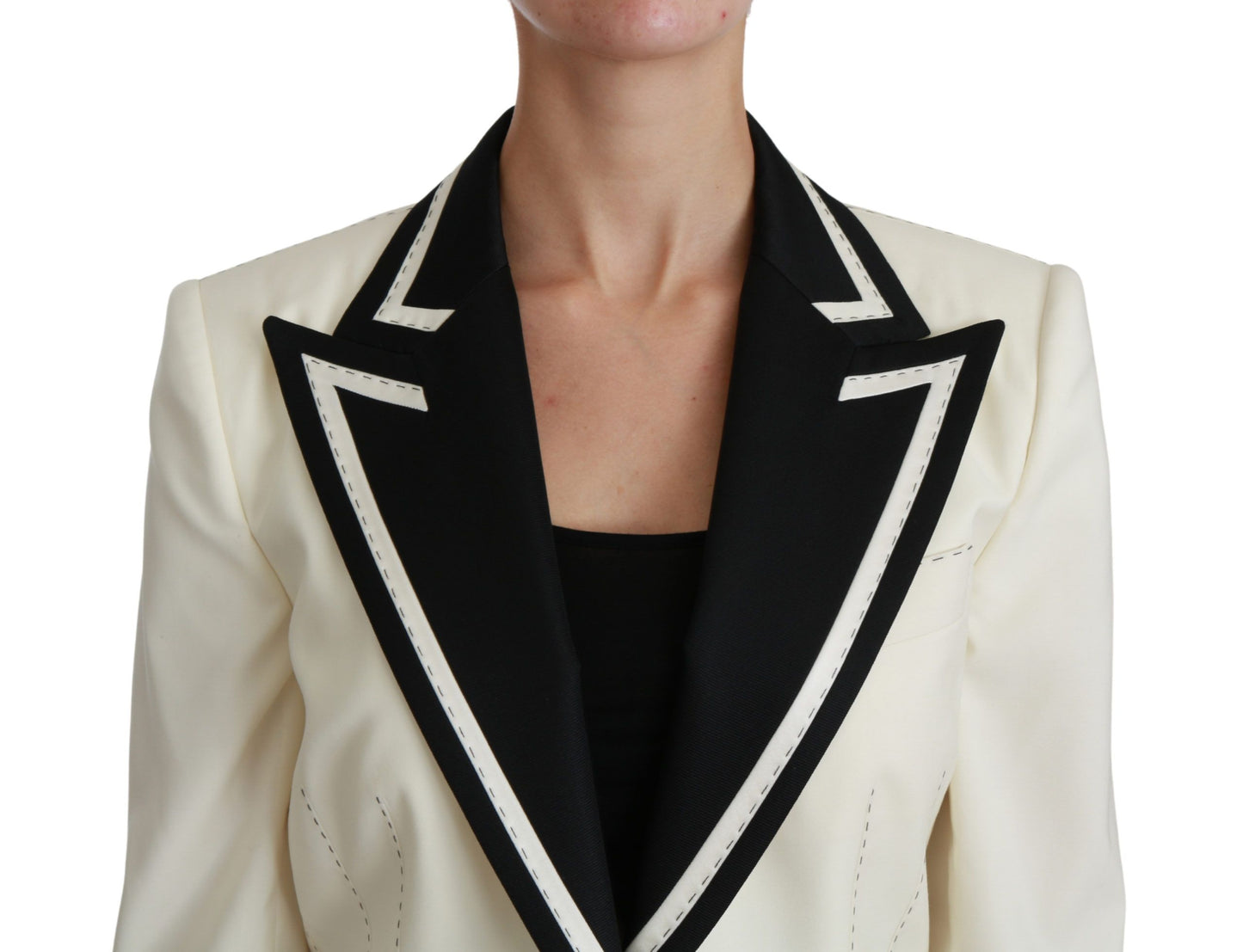 Dolce & Gabbana Wool Cream Single Breasted Coat Blazer Jacket