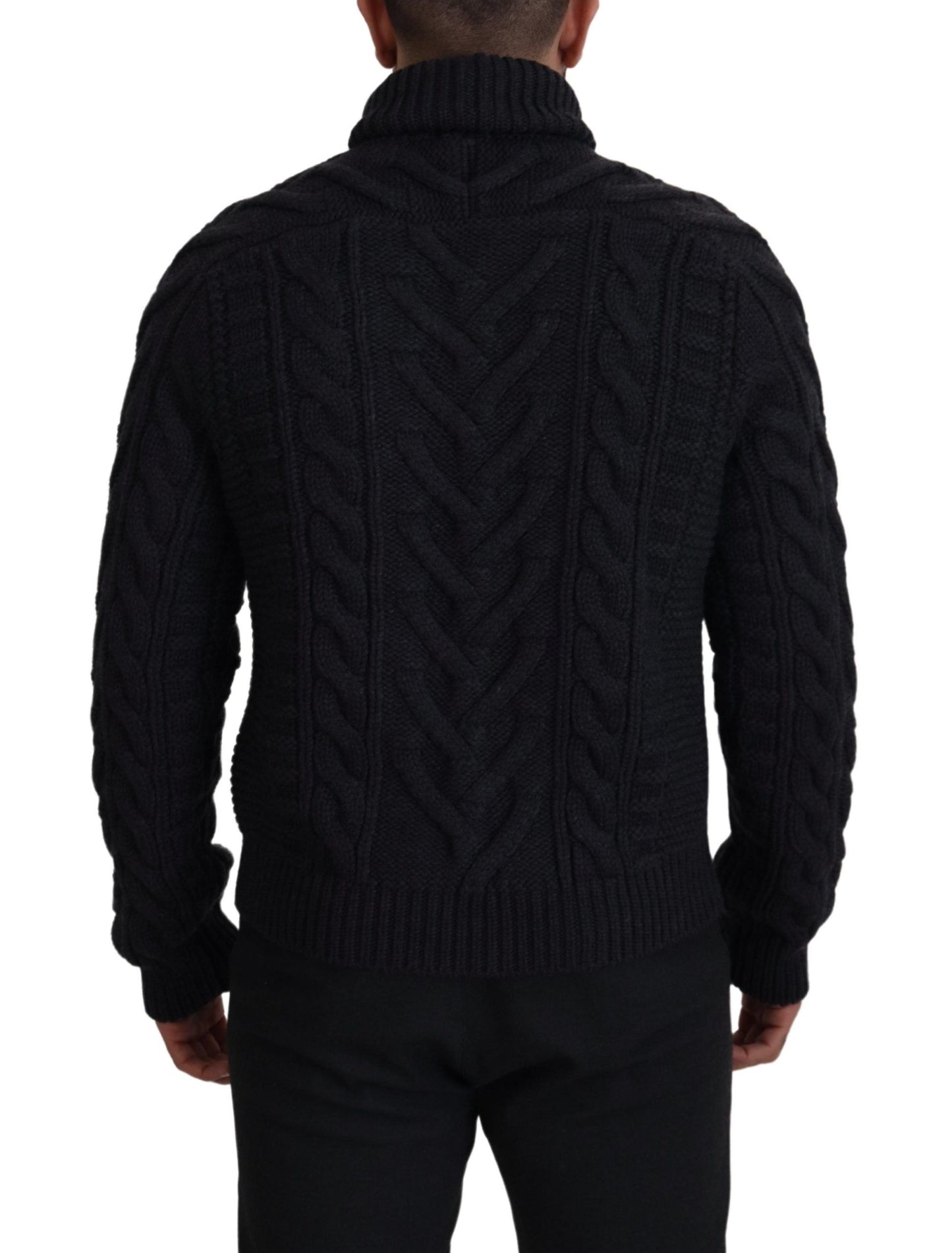 Dolce & Gabbana Black Wool Knit Turtleneck Pullover Sweater