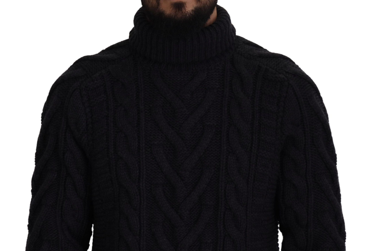 Dolce & Gabbana Black Wool Knit Turtleneck Pullover Sweater