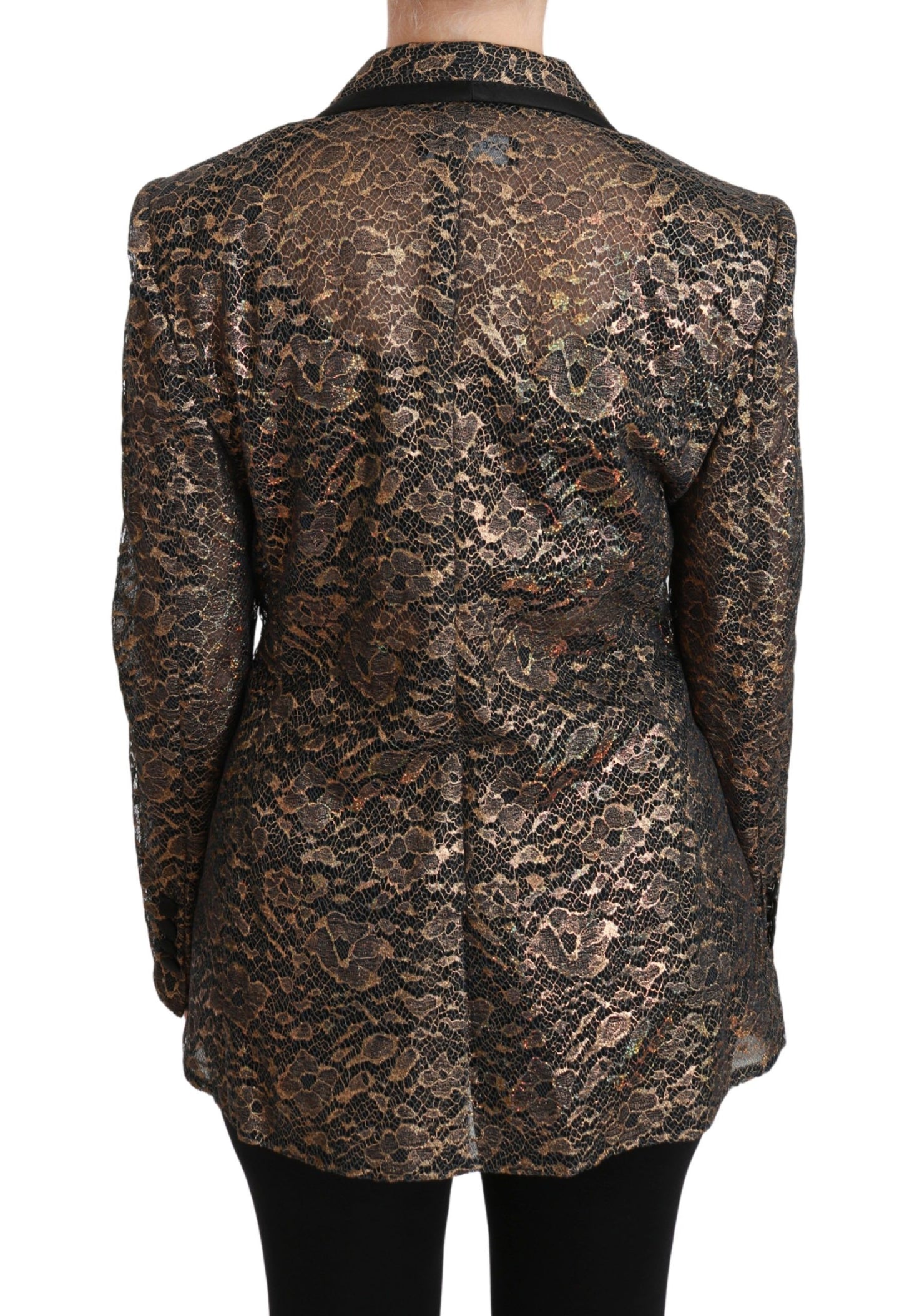 Dolce & Gabbana Gold Black Lace Blazer Coat Floral Jacket