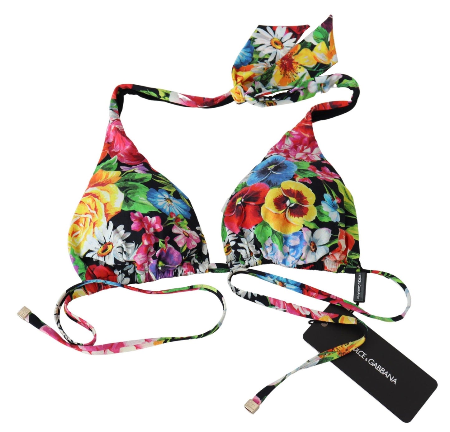 Dolce & Gabbana Multicolor Floral Print Swimwear Bikini Tops