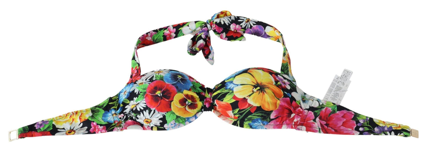 Dolce & Gabbana Multicolor Floral Print Swimwear Bikini Tops