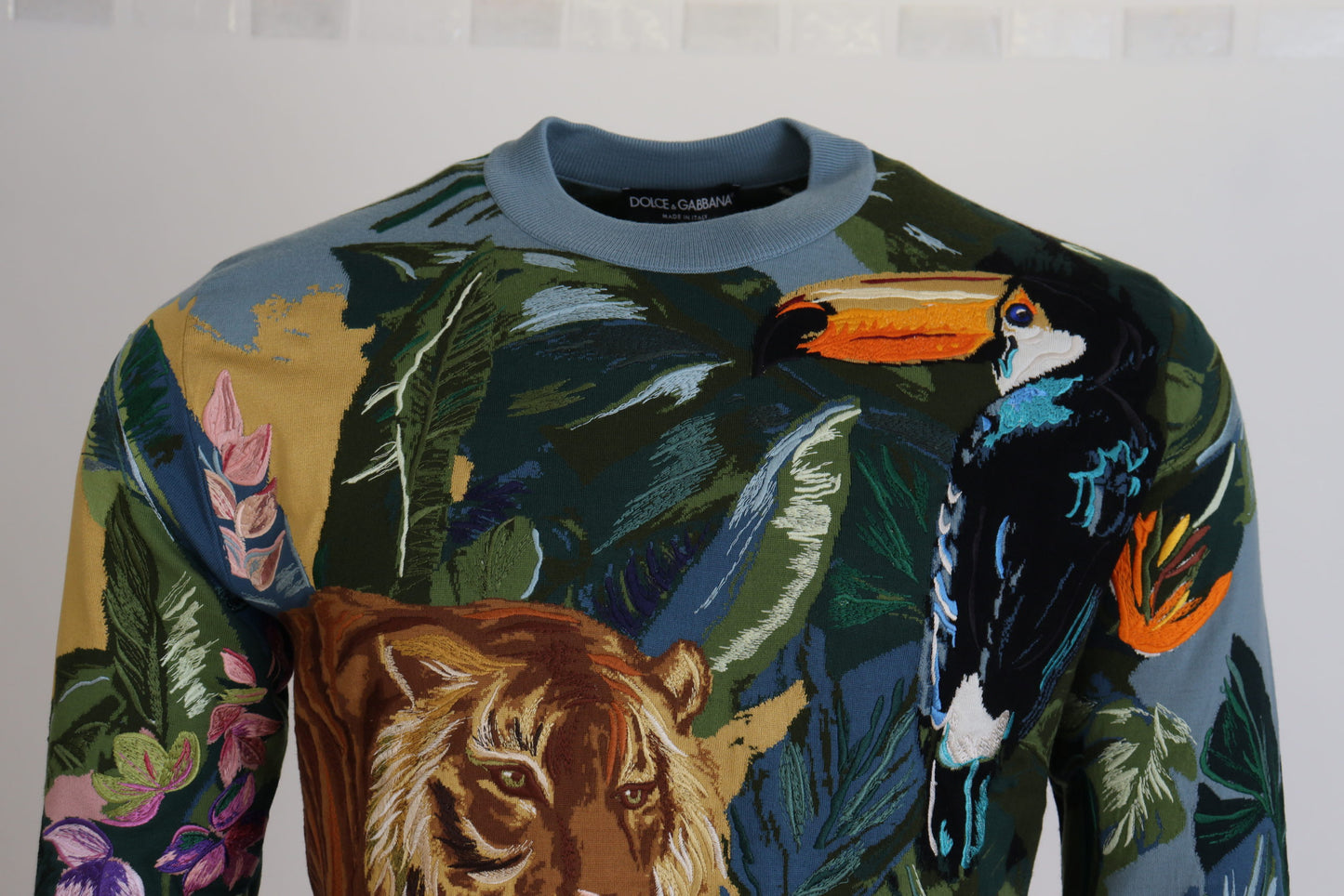 Dolce & Gabbana Jungle Wool Silk Pullover Logo Sweater