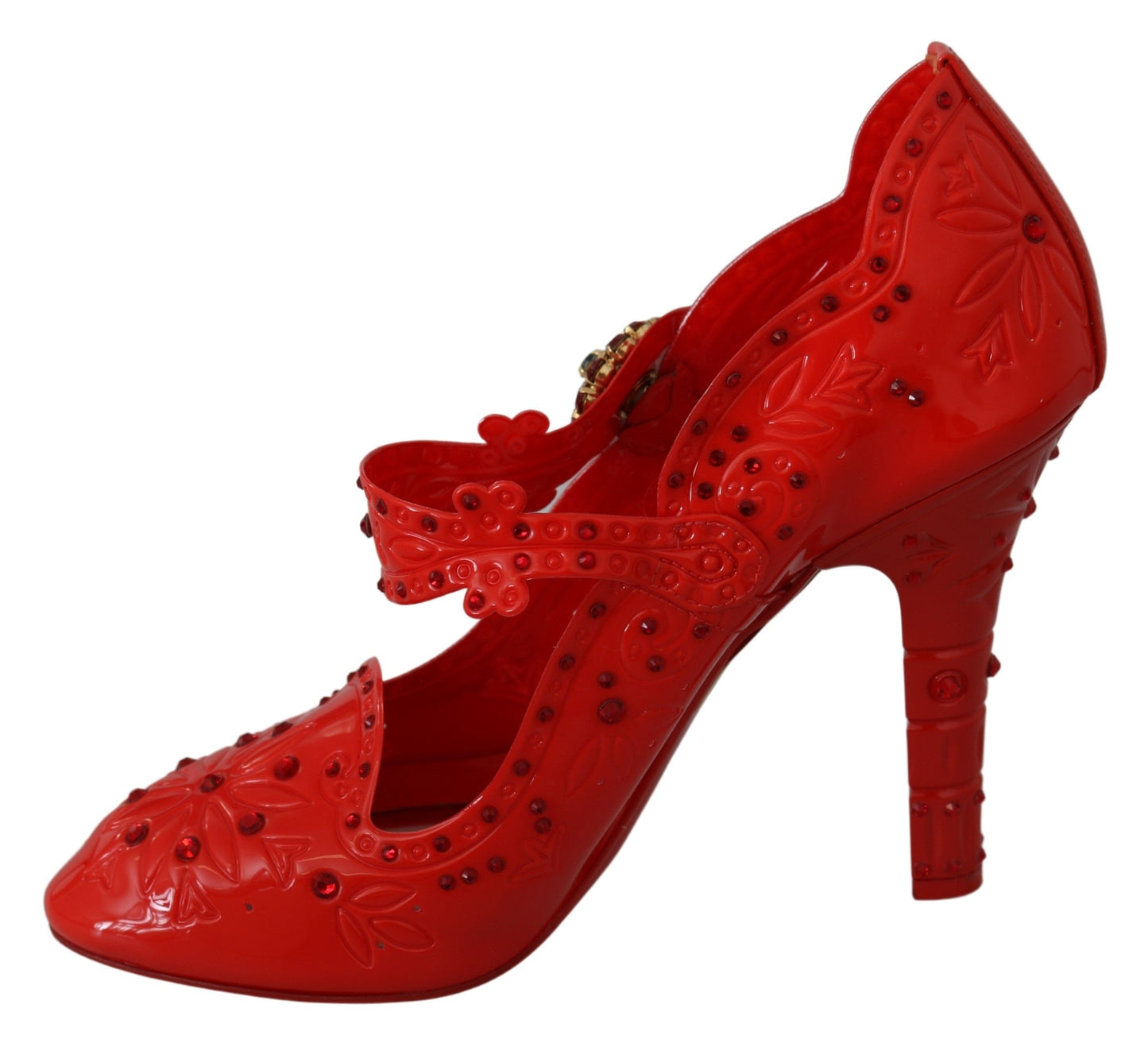 Dolce & Gabbana Red Floral Crystal CINDERELLA Heels Shoes