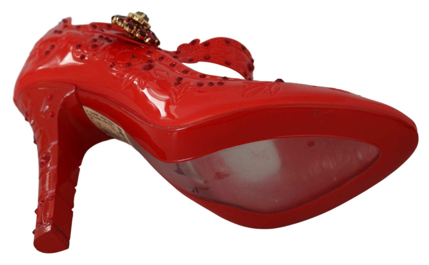 Dolce & Gabbana Red Floral Crystal CINDERELLA Heels Shoes