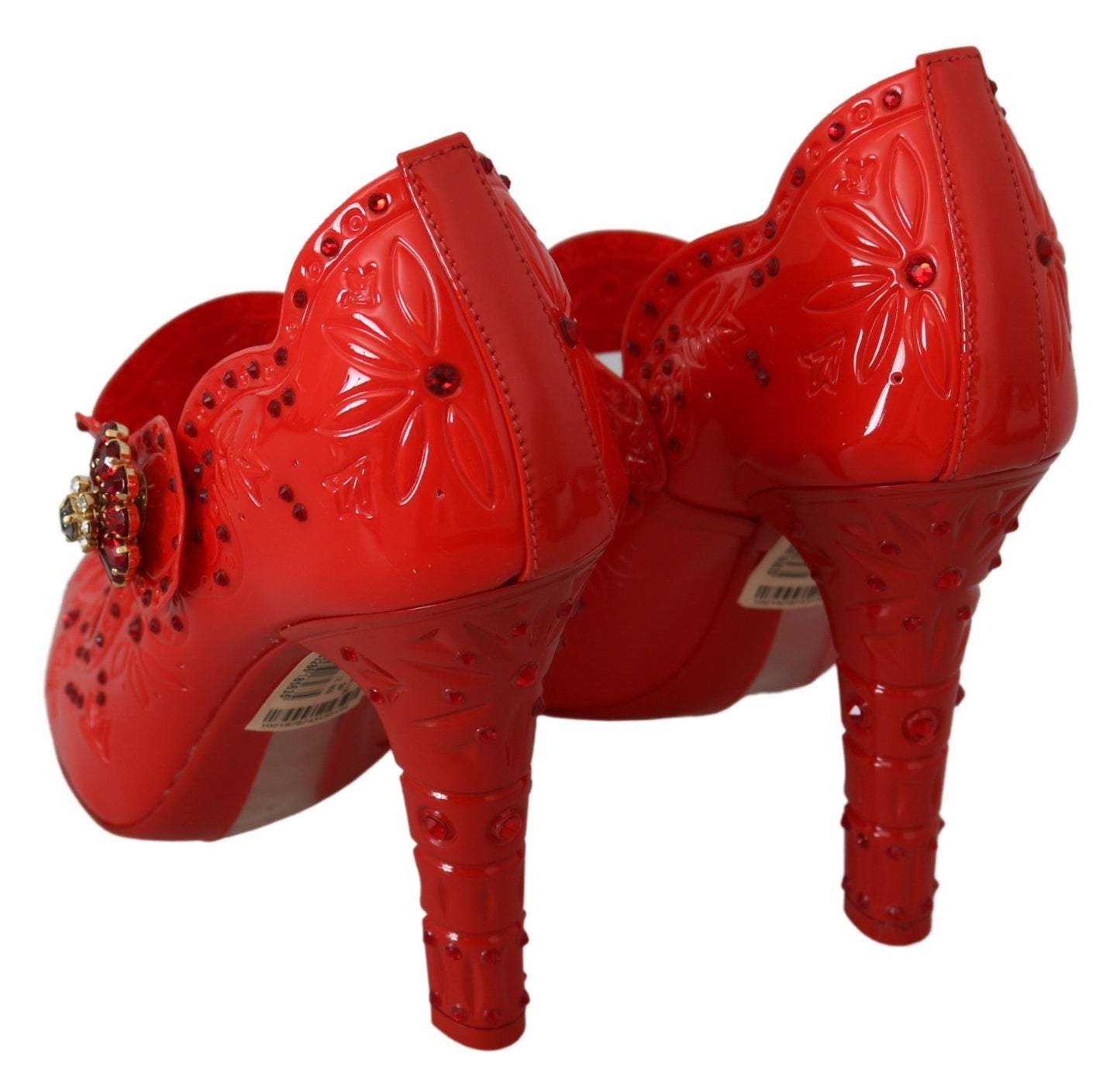 Dolce & Gabbana Red Floral Crystal CINDERELLA Heels Shoes