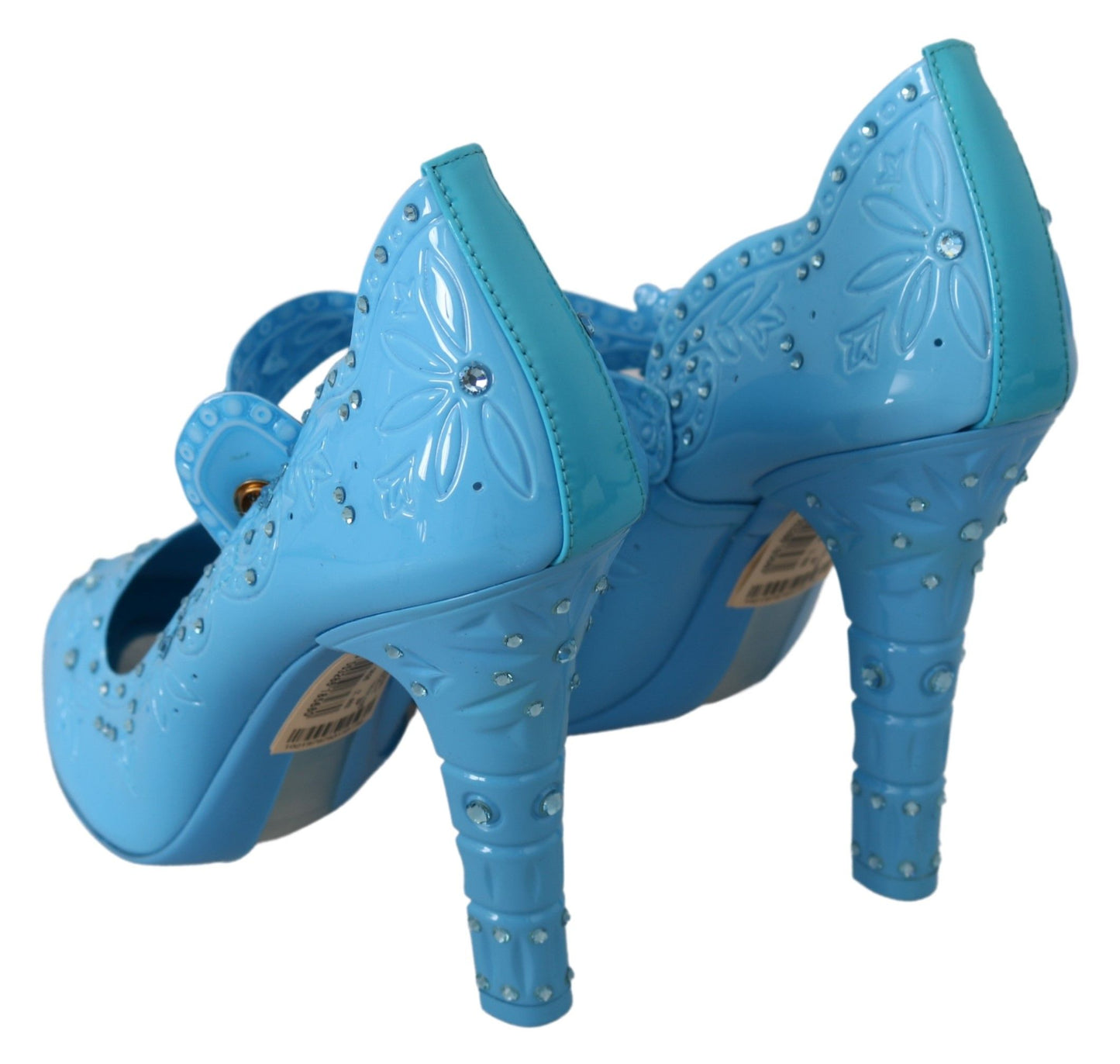 Dolce & Gabbana Blue Floral Crystal CINDERELLA Heels Shoes