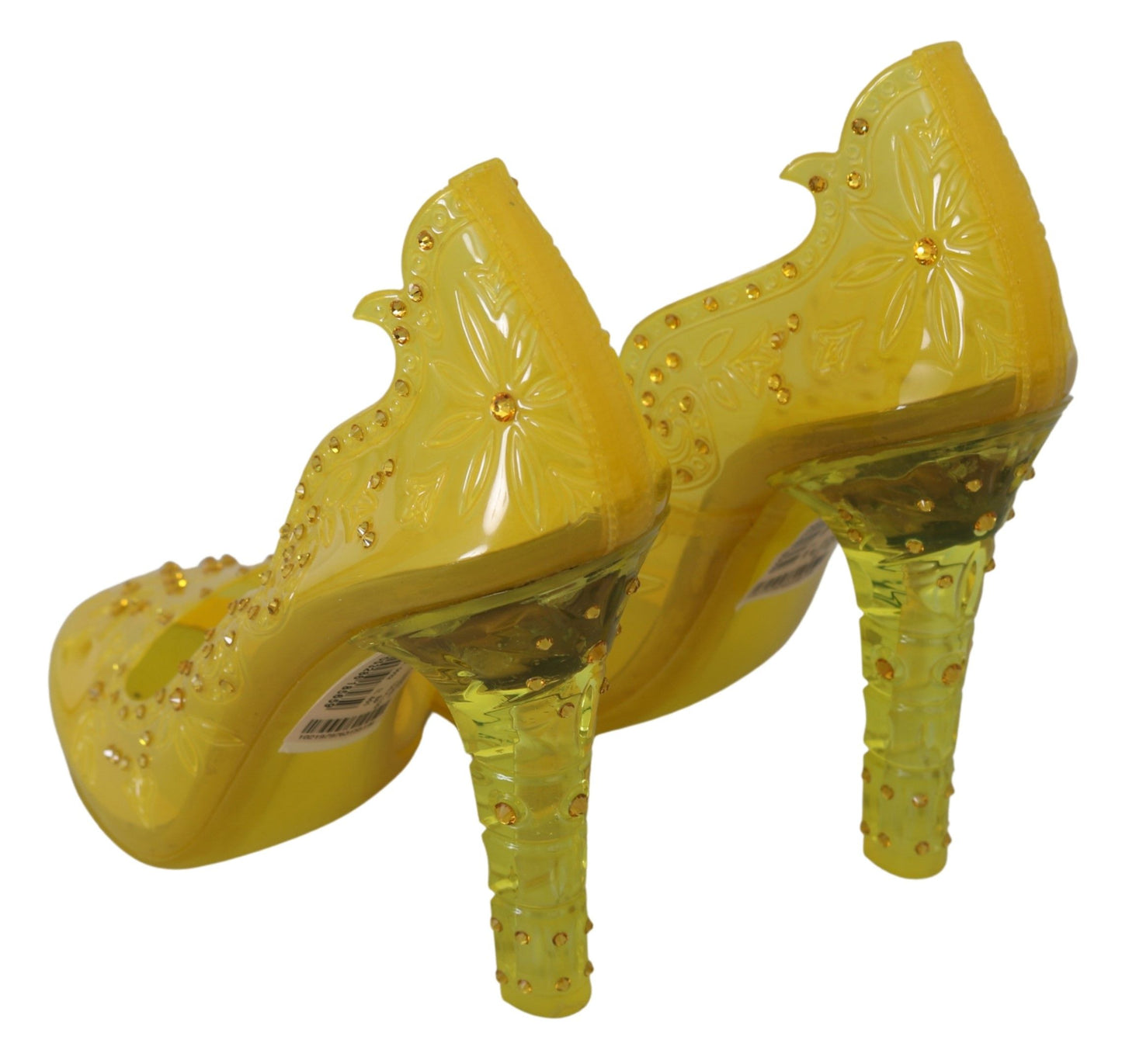 Dolce & Gabbana Yellow Floral Crystal CINDERELLA Heels Shoes