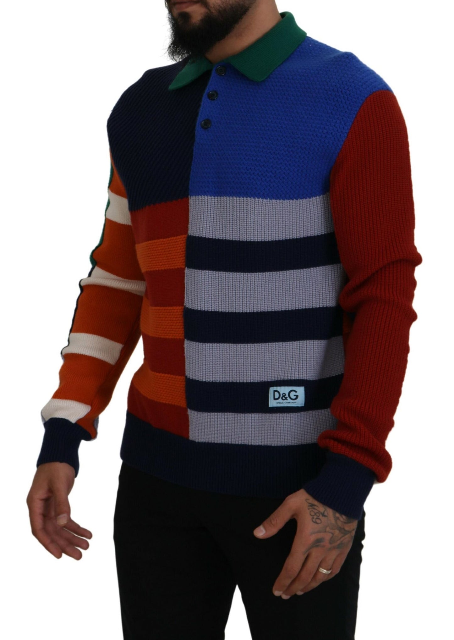 Dolce & Gabbana Multicolor Stripes Wool Pullover Sweater