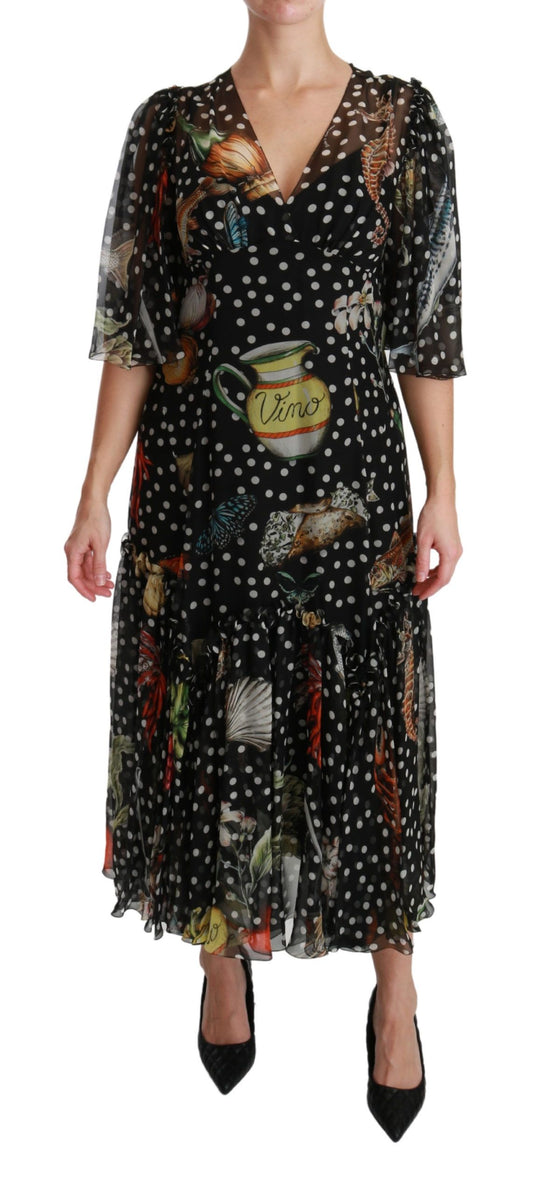 Dolce & Gabbana Black Sea Fish Sicily A-line Shift Dress