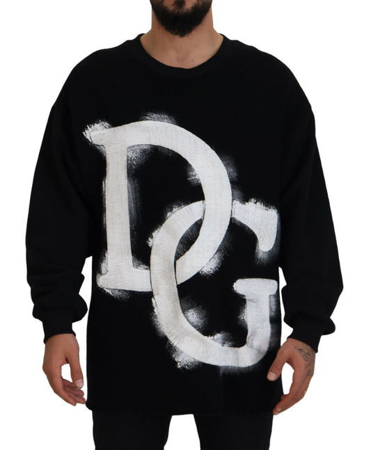 Dolce & Gabbana Black DG Logo Cotton Pullover Sweater