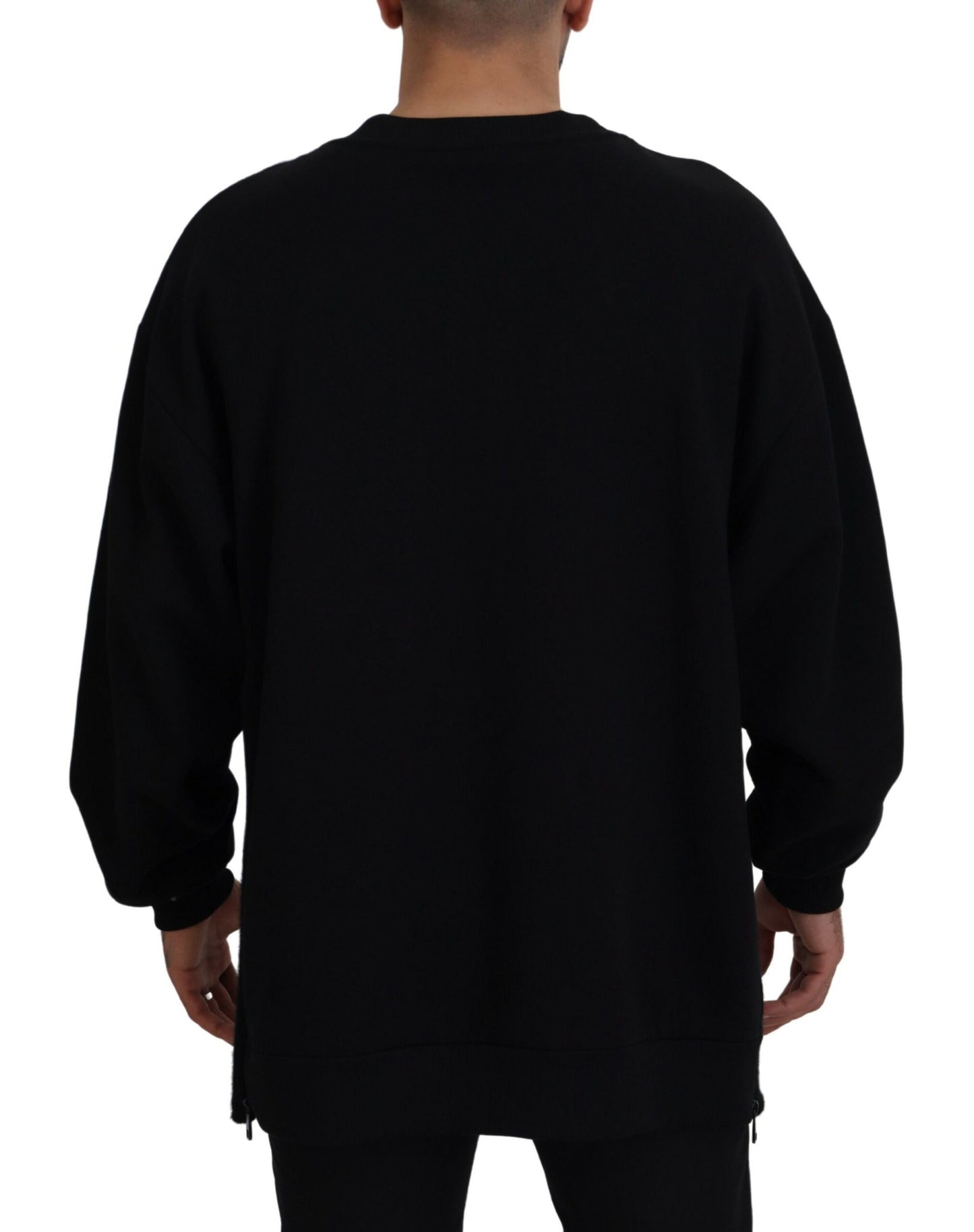 Dolce & Gabbana Black DG Logo Cotton Pullover Sweater