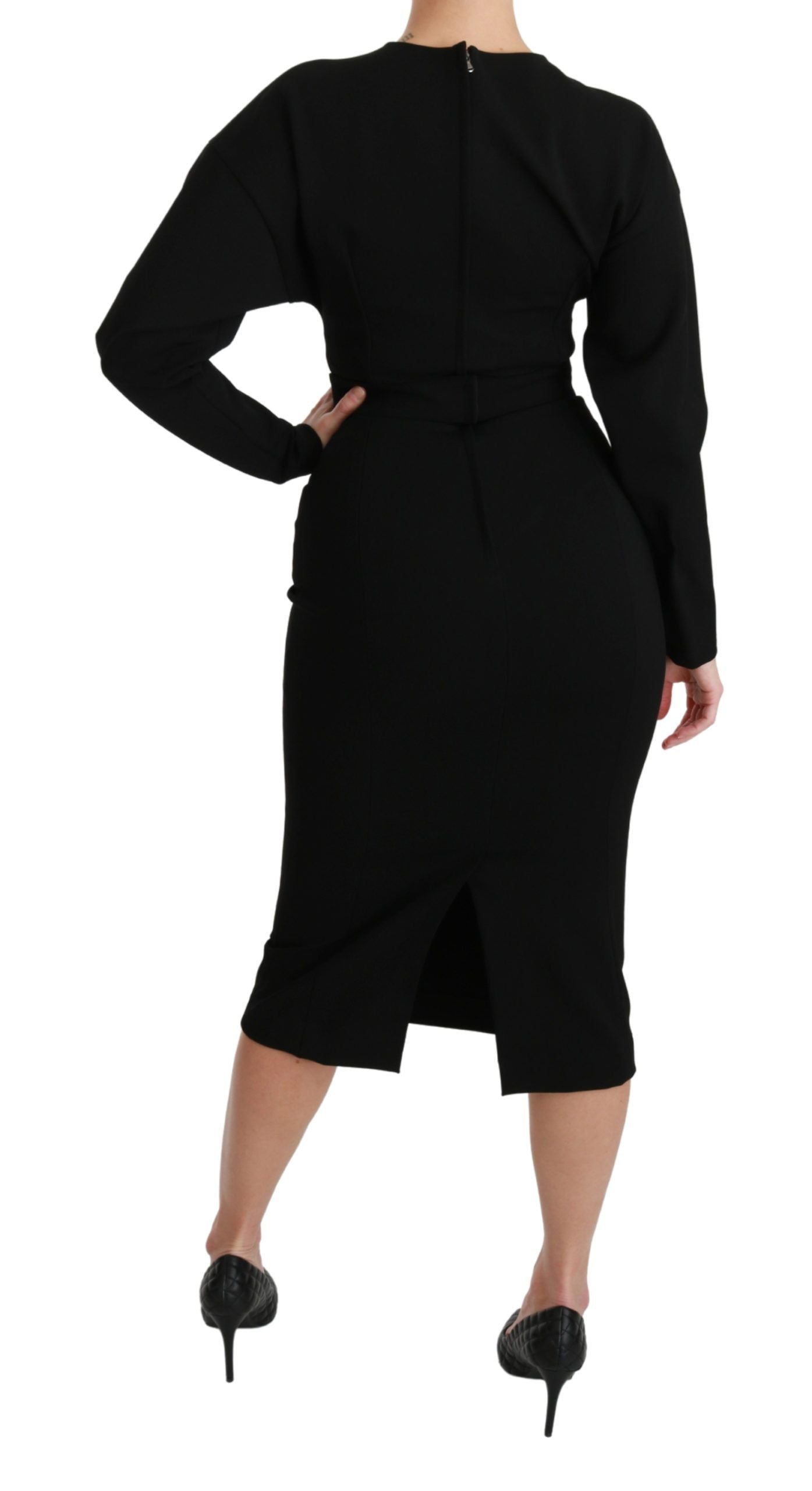 Dolce & Gabbana Black Bodycon Sheath Midi Stretch Dress