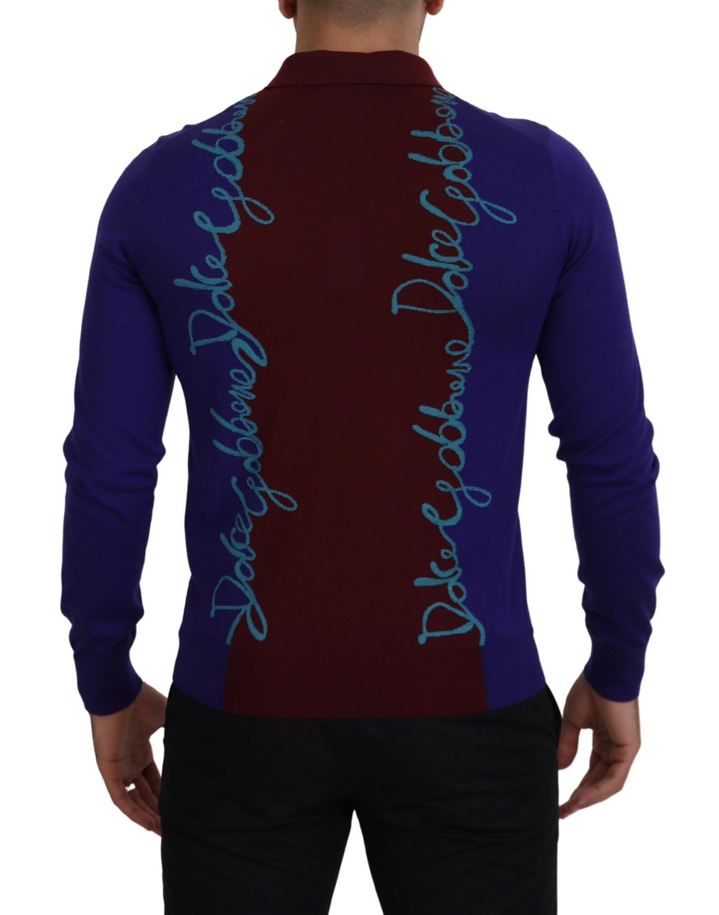 Dolce & Gabbana Multicolor Logo Collared Pullover Sweater