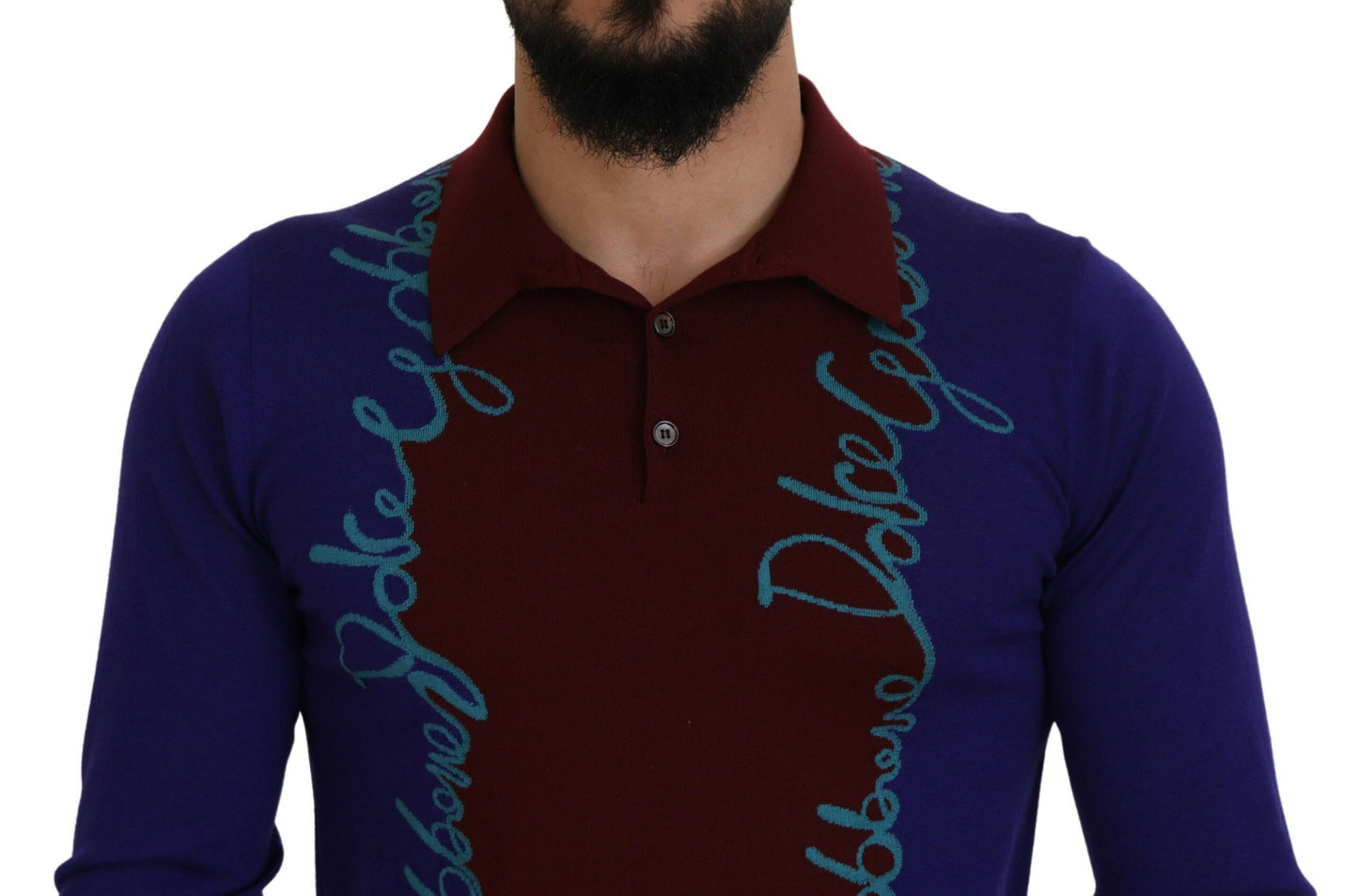 Dolce & Gabbana Multicolor Logo Collared Pullover Sweater