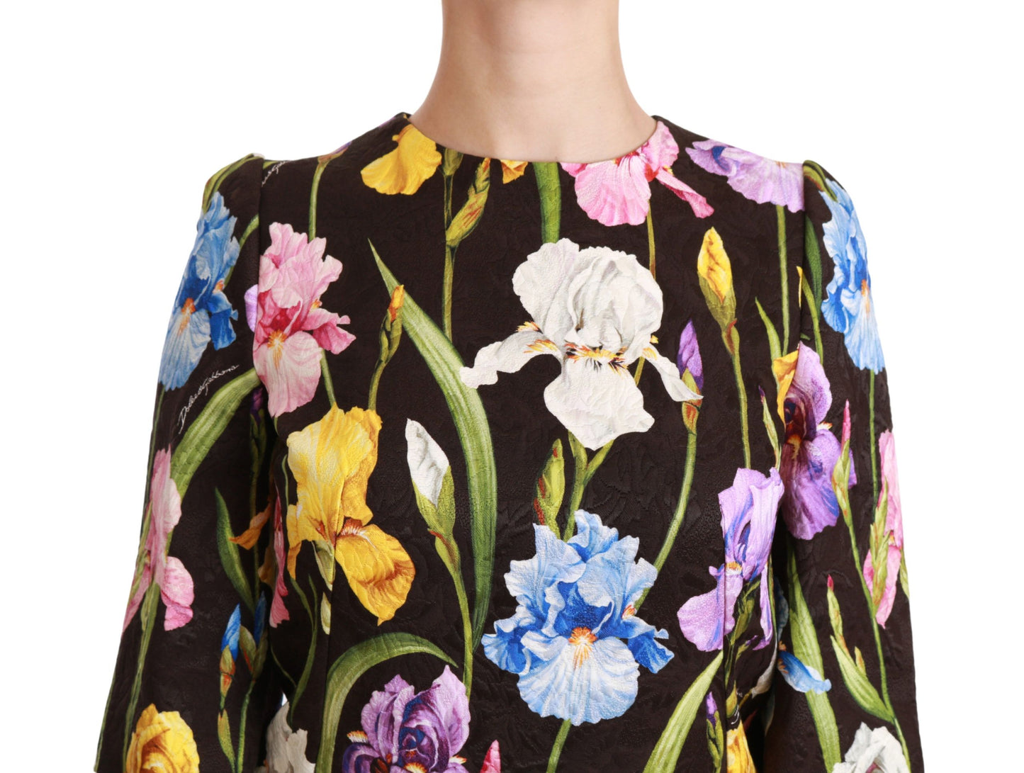 Dolce & Gabbana Black Cotton Silk Floral Shift Dress