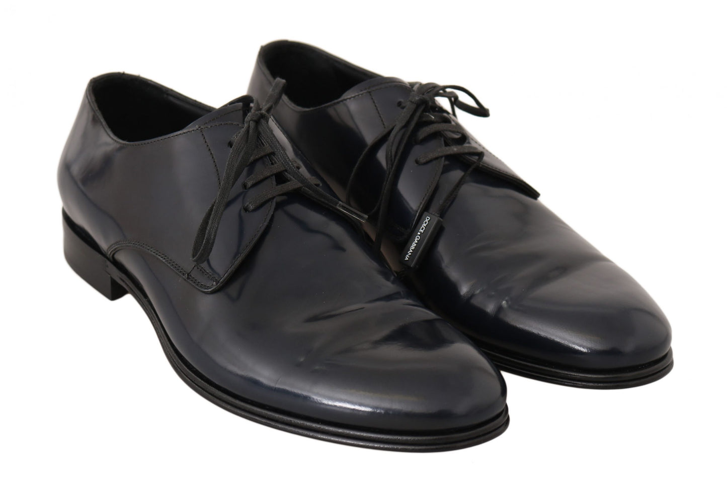 Dolce & Gabbana Blue Leather Dress Derby Formal Mens Shoes