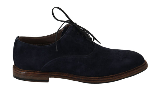 Dolce & Gabbana Blue Leather Marsala Derby Goatskin Shoes