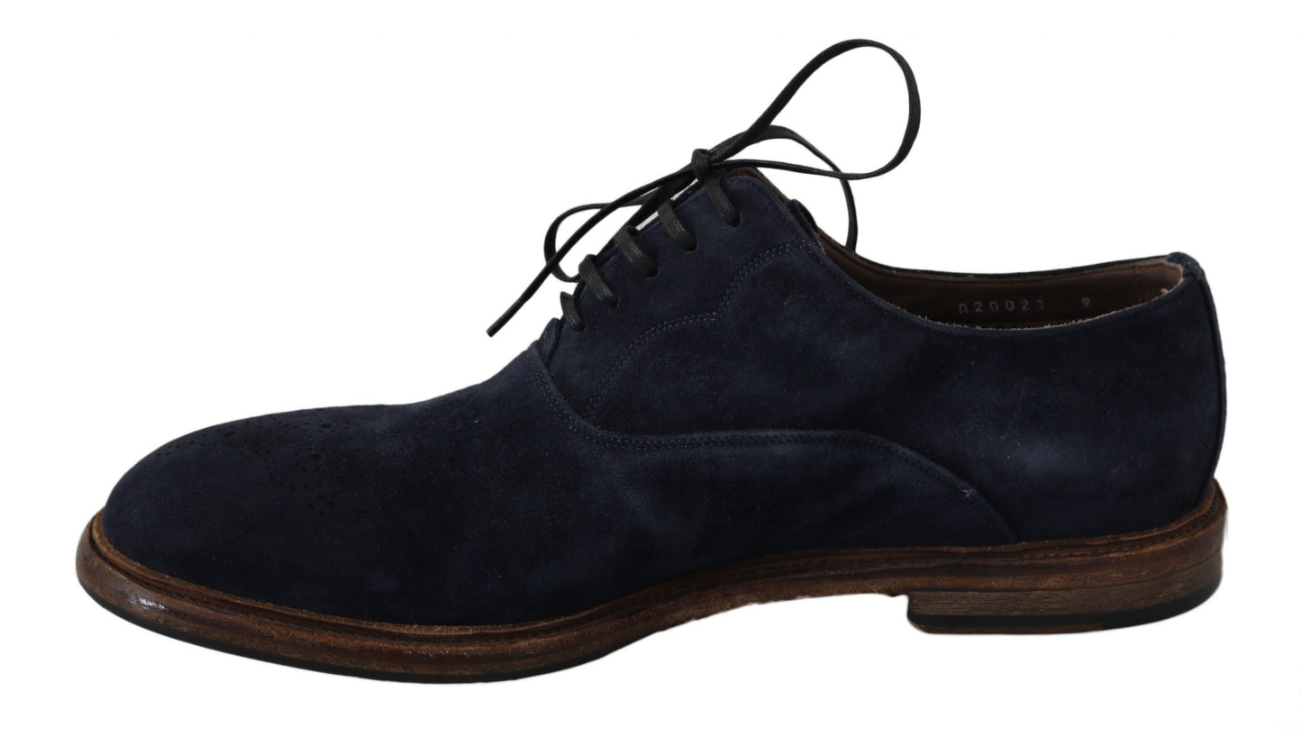 Dolce & Gabbana Blue Leather Marsala Derby Goatskin Shoes