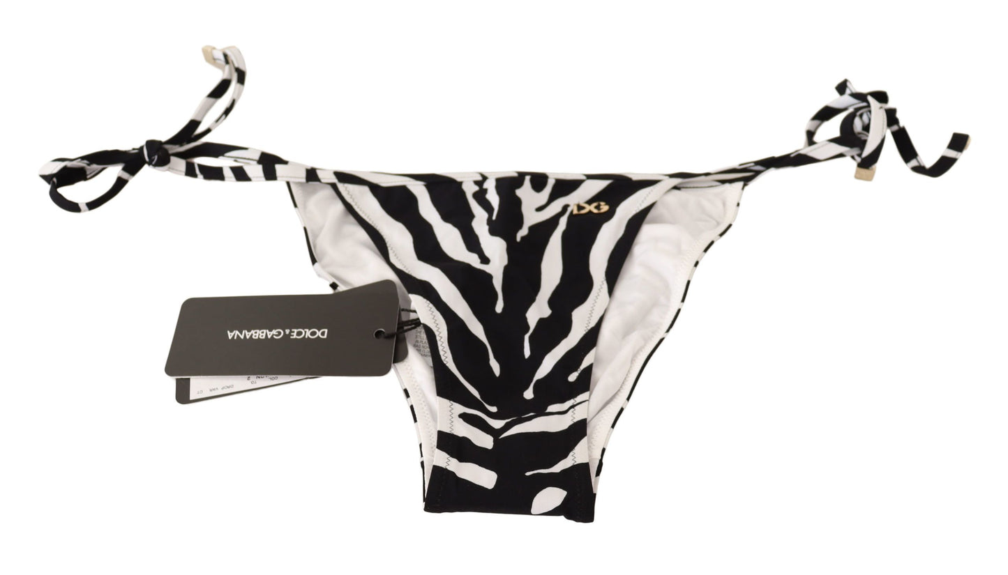 Dolce & Gabbana Black White Zebra Swimsuit Bikini Bottom Swimwear