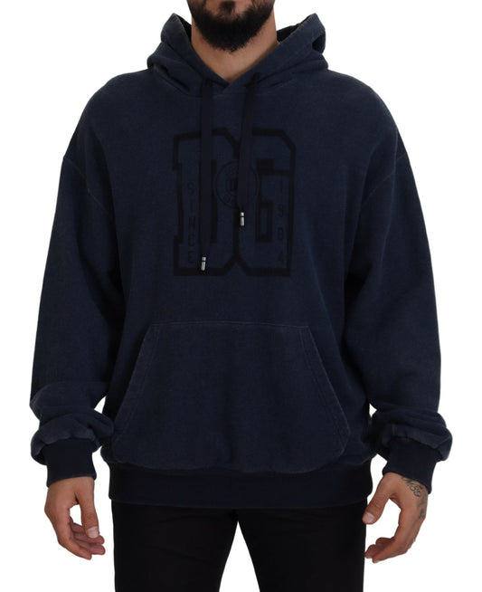 Dolce & Gabbana Dark Blue Cotton Hooded Sweatshirt Sweater