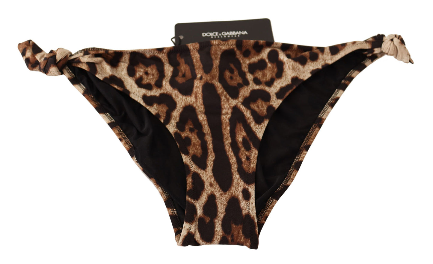 Dolce & Gabbana Bikini Bottom Brown Leopard Print Swimsuit Swimwear