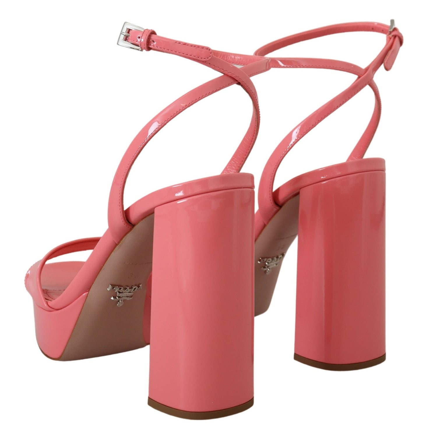 Prada Pink Patent Sandals Ankle Strap Heels Sandal