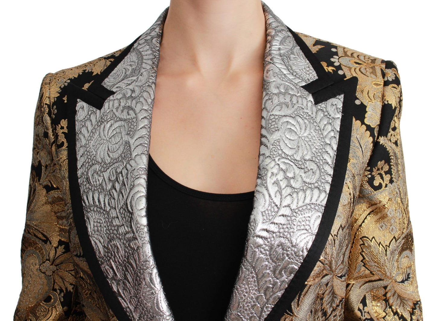 Dolce & Gabbana Black Gold Jacquard Blazer Jacket