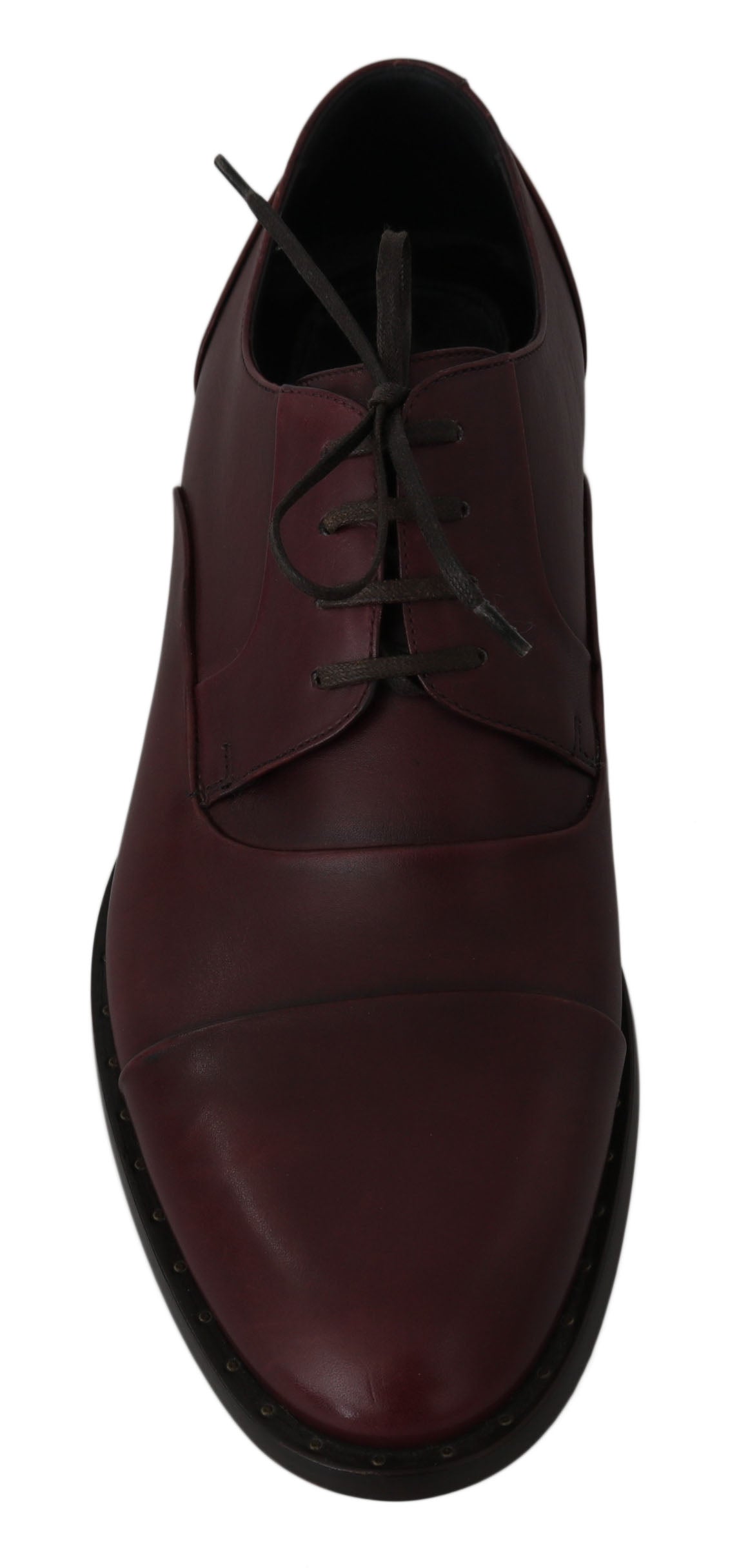 Dolce & Gabbana Red Bordeaux Leather Derby Formal Shoes