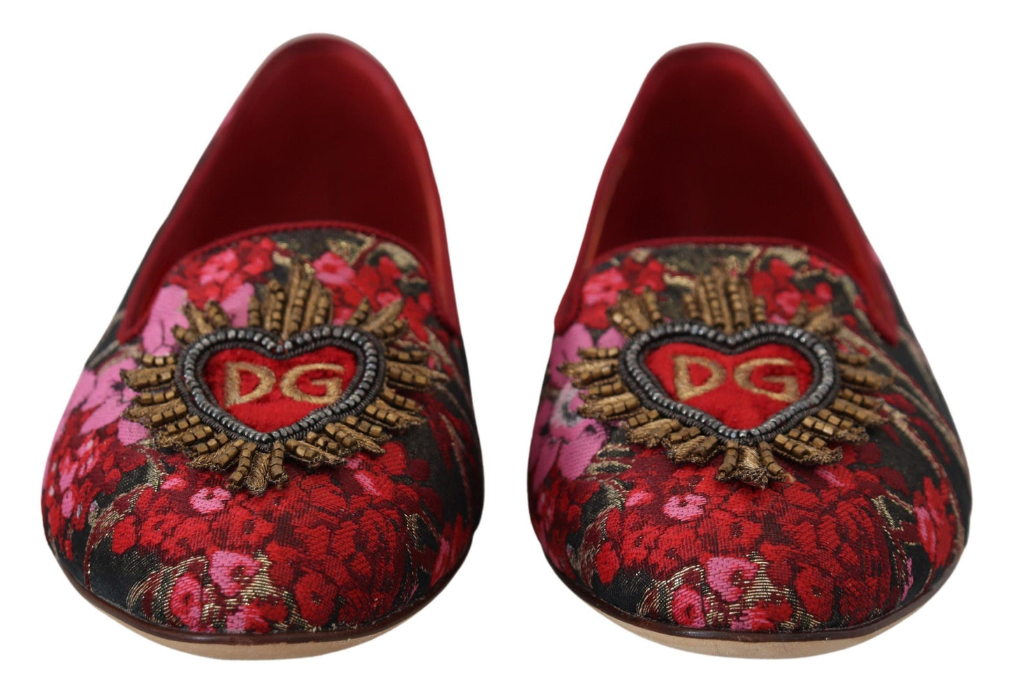 Dolce & Gabbana Multicolor Jacquard Sacred Heart Patch Slip On Shoes