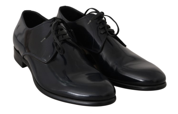 Dolce & Gabbana Blue Leather Polished Dress Derby Shoes