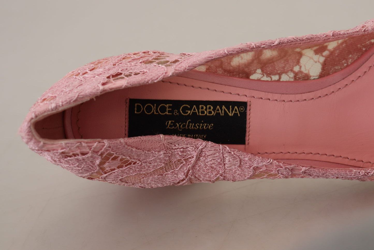 Dolce & Gabbana Pink Taormina Lace Crystal Pumps Pastel Shoes