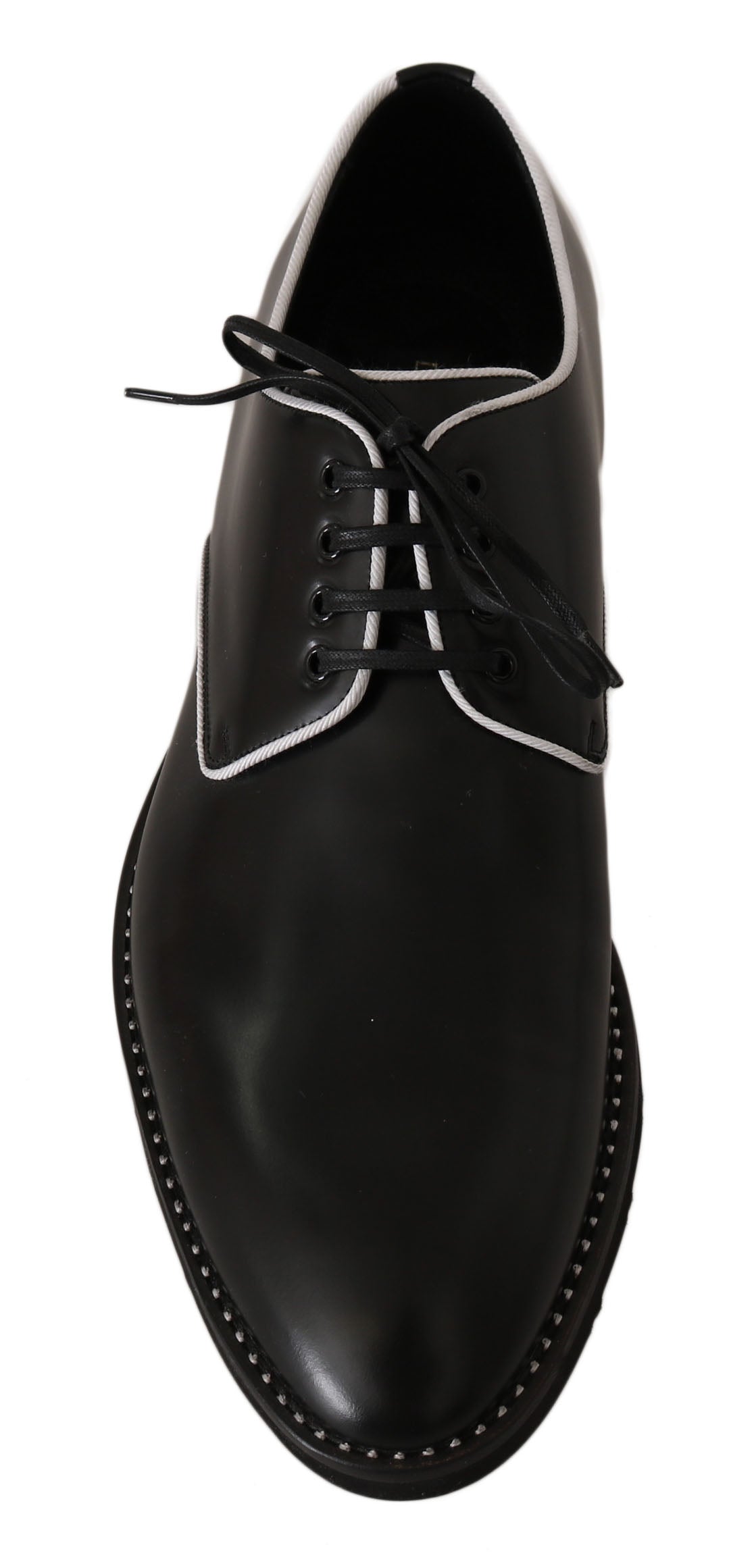 Dolce & Gabbana Black Leather White Line Dress Derby Shoes