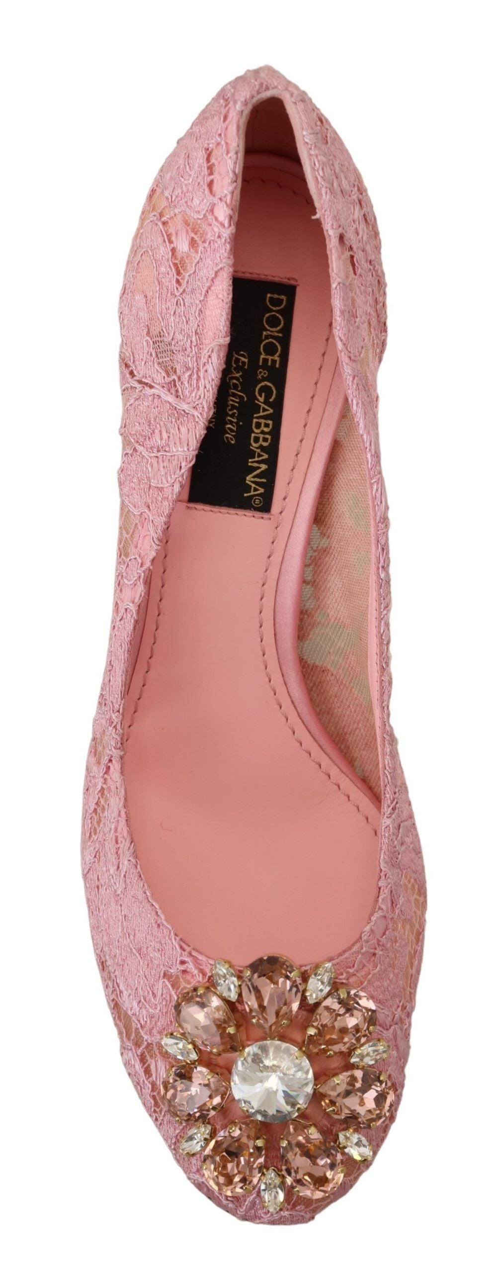 Dolce & Gabbana Pink Taormina Lace Crystal Pumps Pastel Shoes