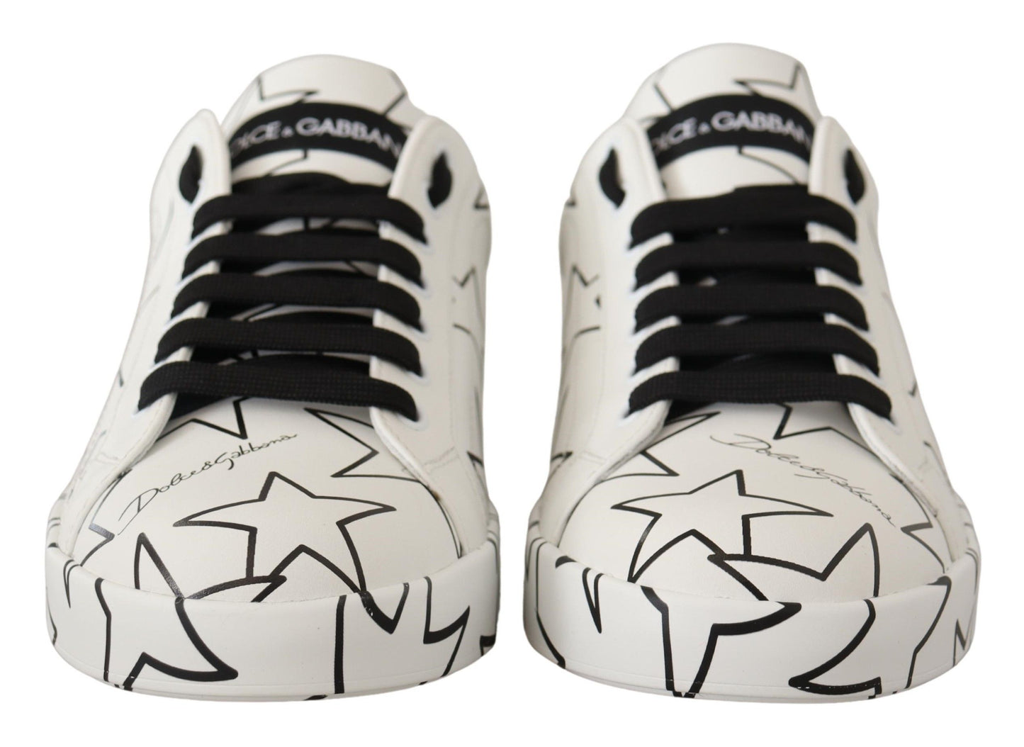 Dolce & Gabbana White Leather Stars Low Top Sneakers Shoes