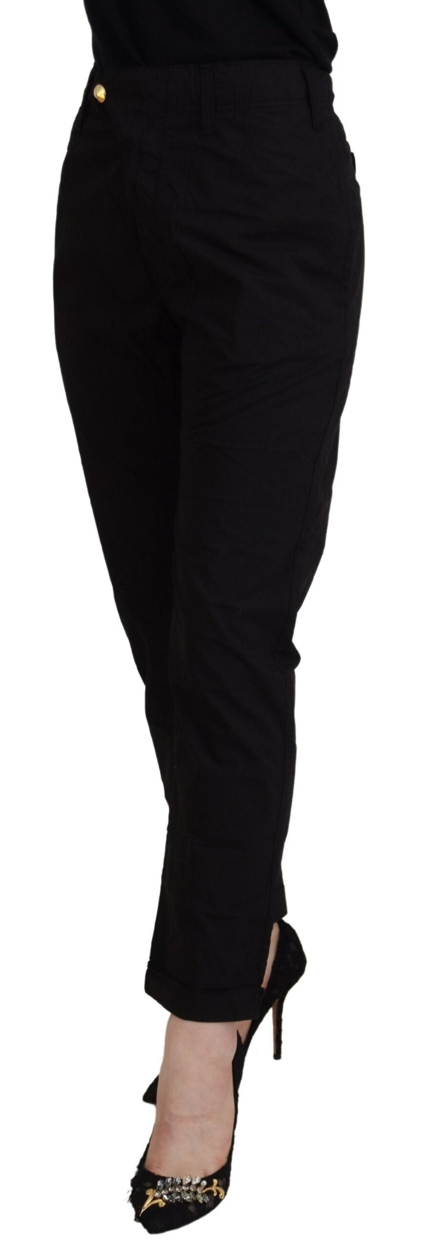 CYCLE Black Cotton Baggy High Waist Women Pants