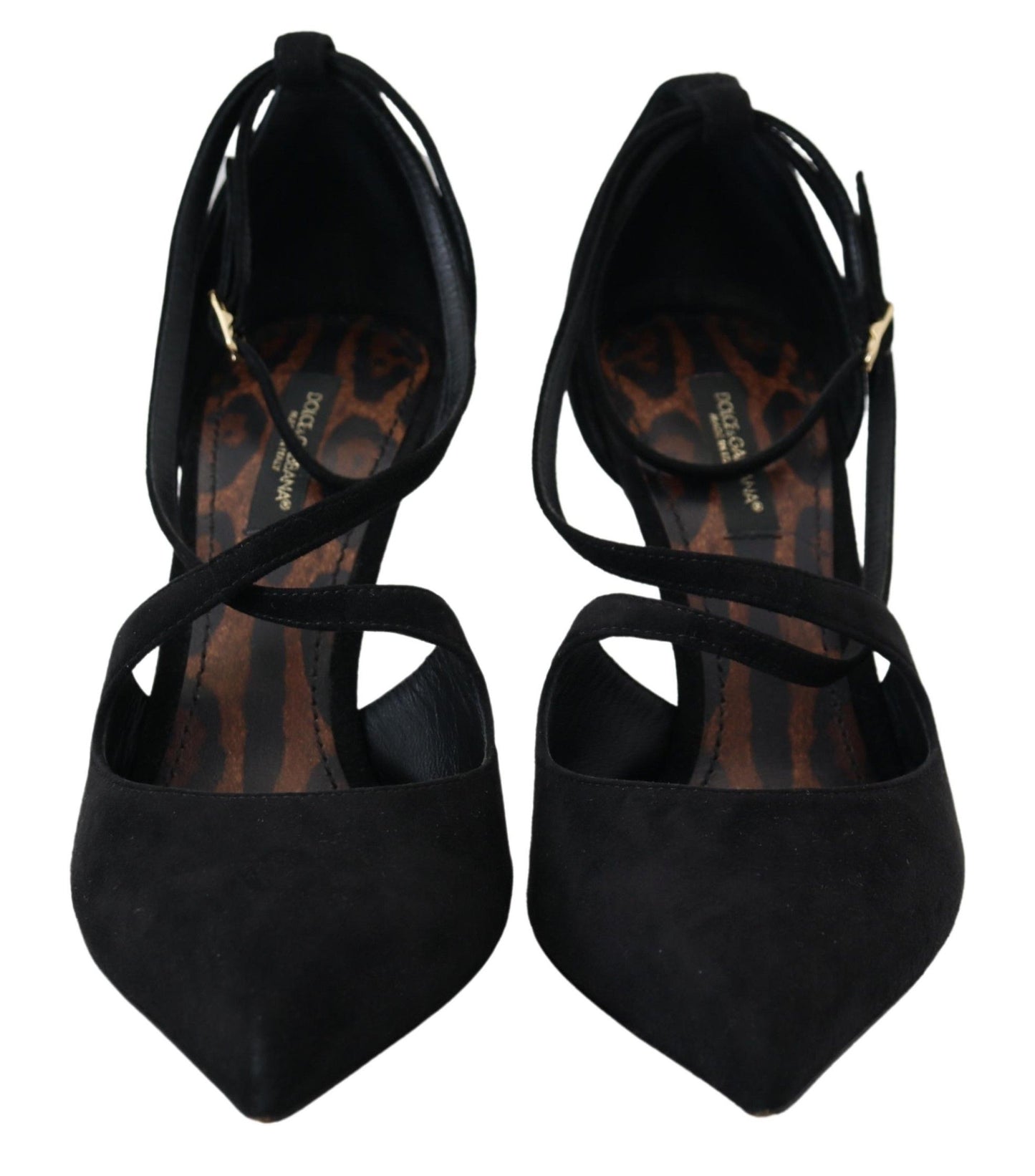 Dolce & Gabbana Black Suede Ankle Strap Pumps Heels Shoes