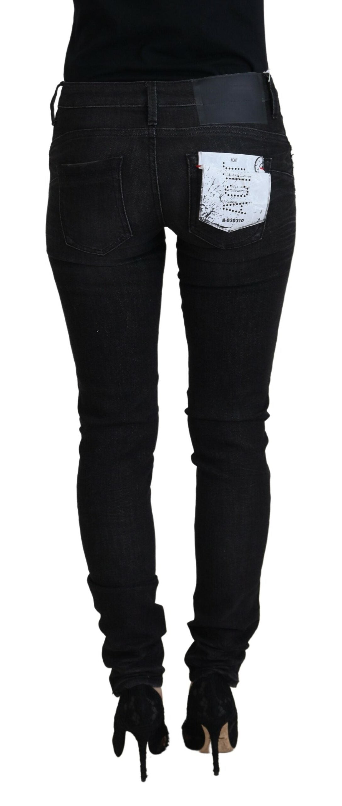 Acht Black Cotton Slim Fit Women Casual Denim Jeans