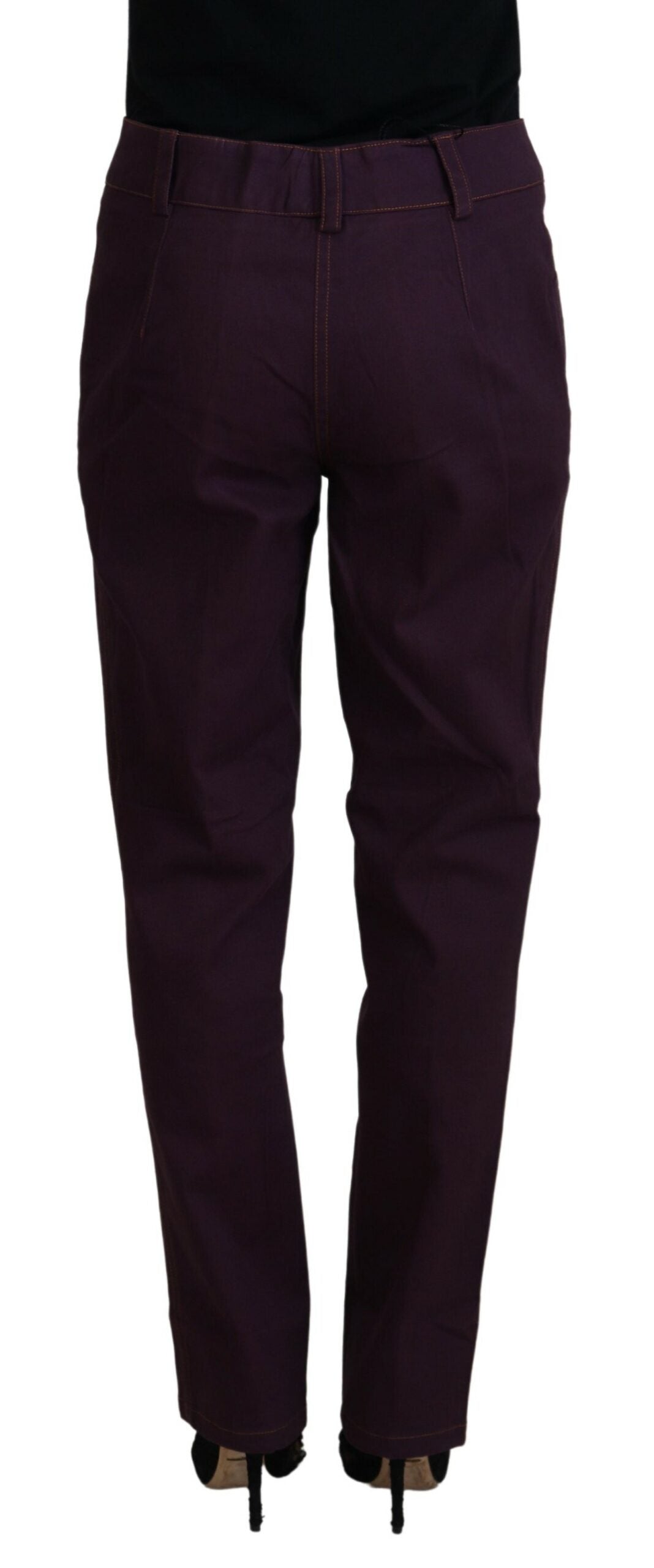 BENCIVENGA Purple Cotton Mid Waist Women Tapered Pants