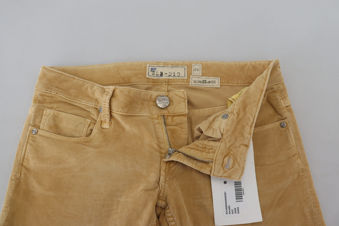 Acht Brown Cotton Corduroy Low Waist Women Casual Jeans