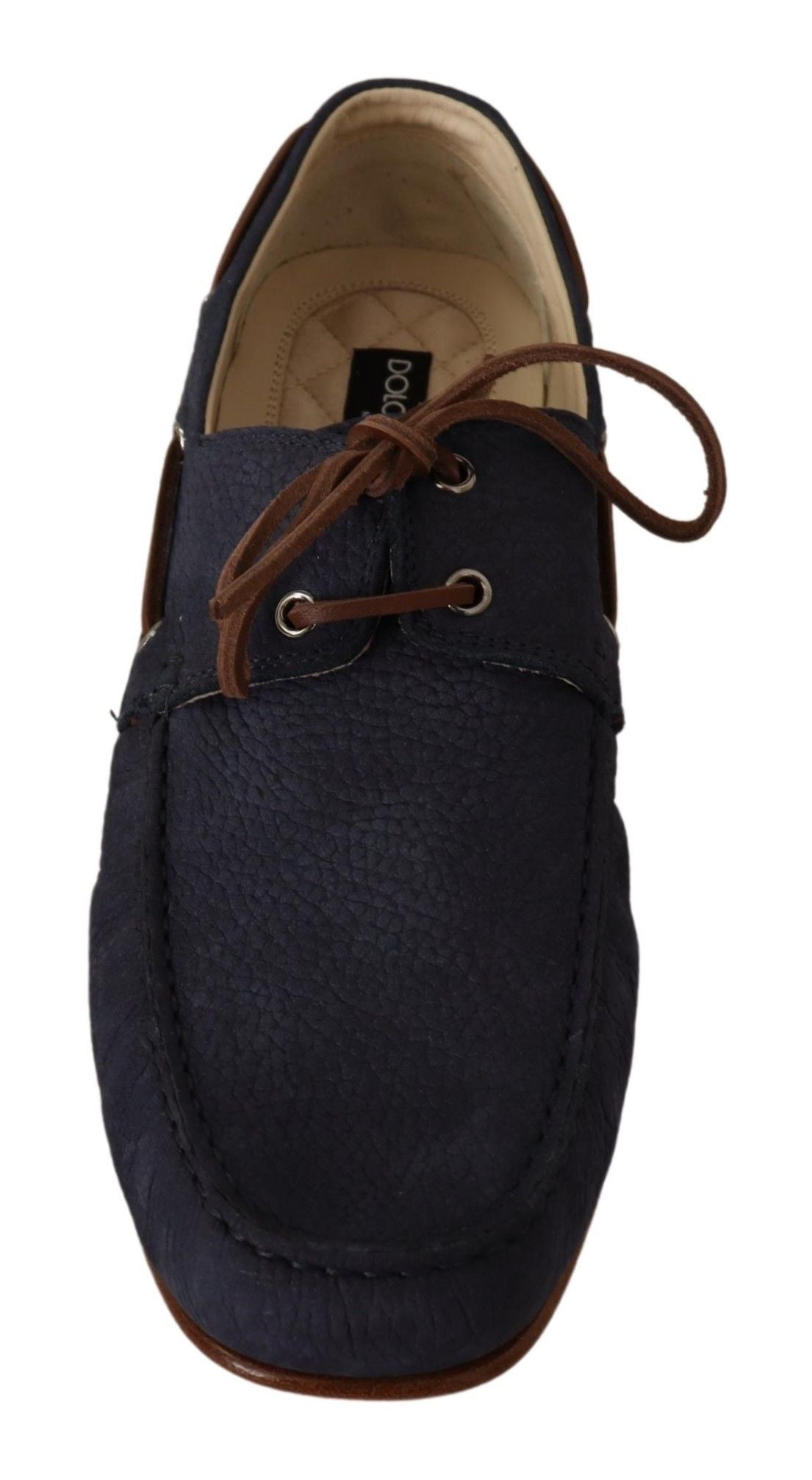 Dolce & Gabbana Blue Leather Lace Up Men Casual Boat Shoes