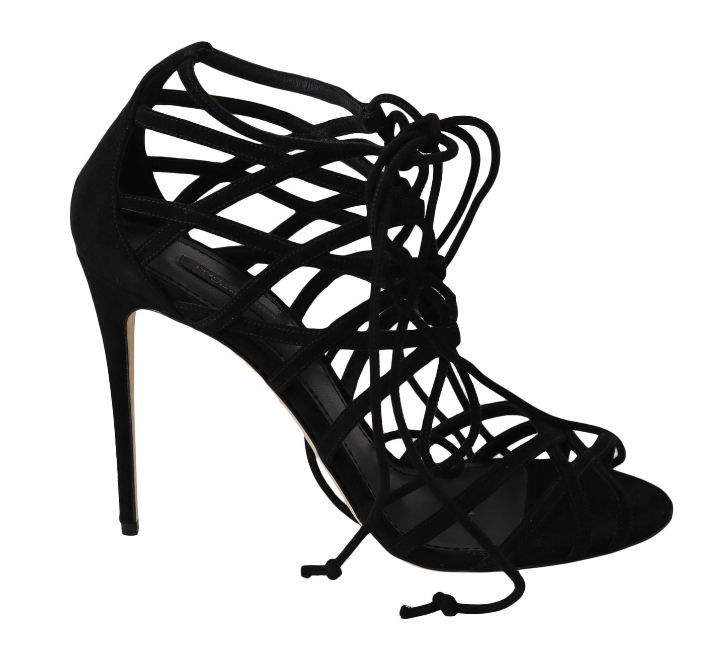 Dolce & Gabbana Black Suede Strap Stilettos Sandals