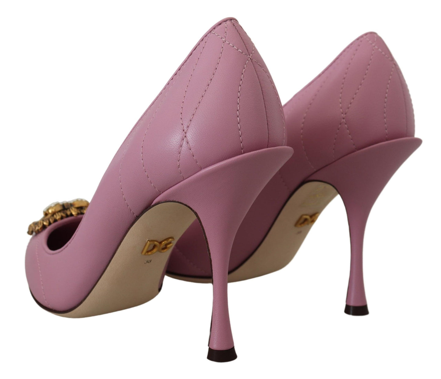 Dolce & Gabbana Pink Leather Heart DEVOTION Heels Pumps Shoes