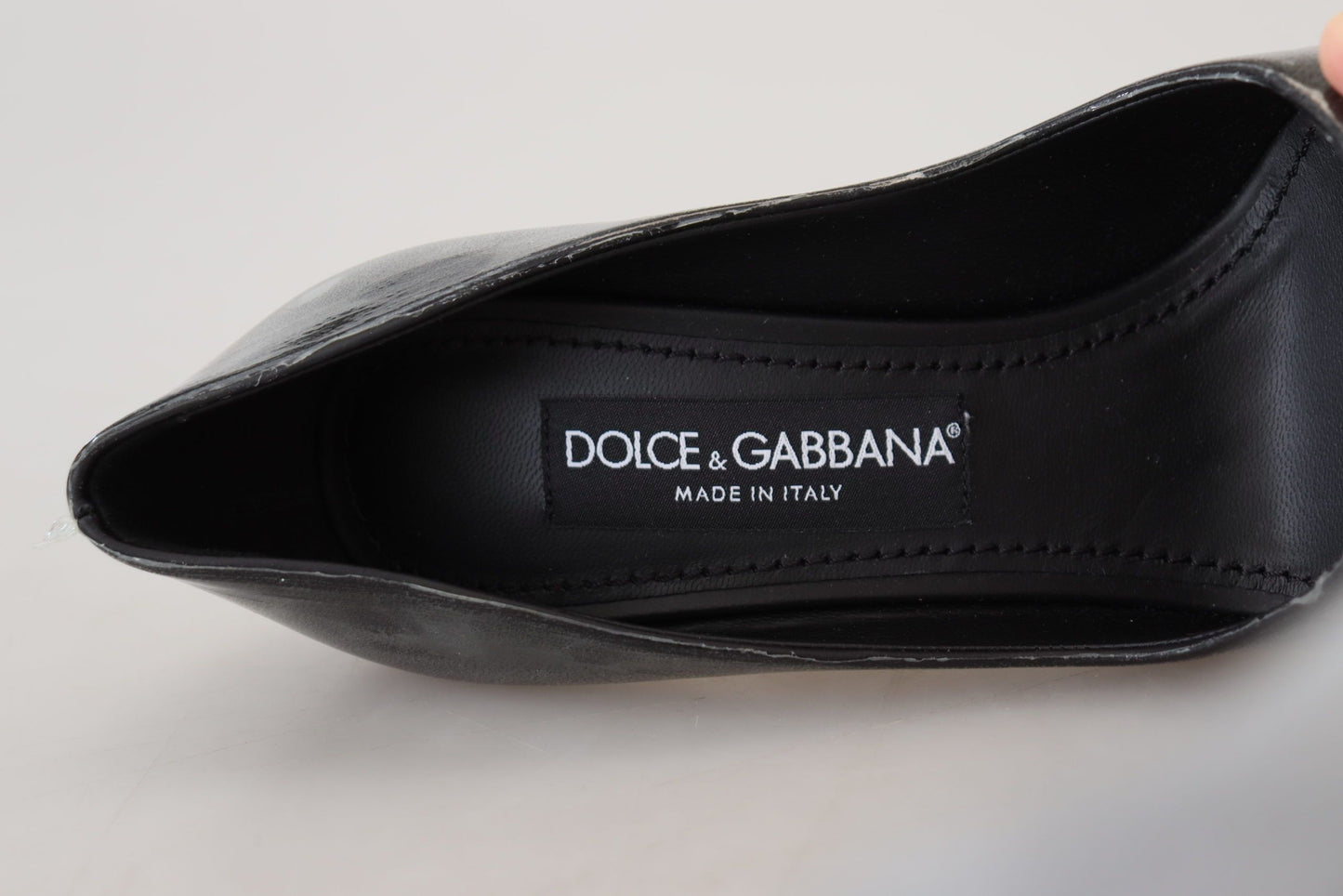 Dolce & Gabbana Black Leather Heels Pumps Plastic Wrapped Shoes