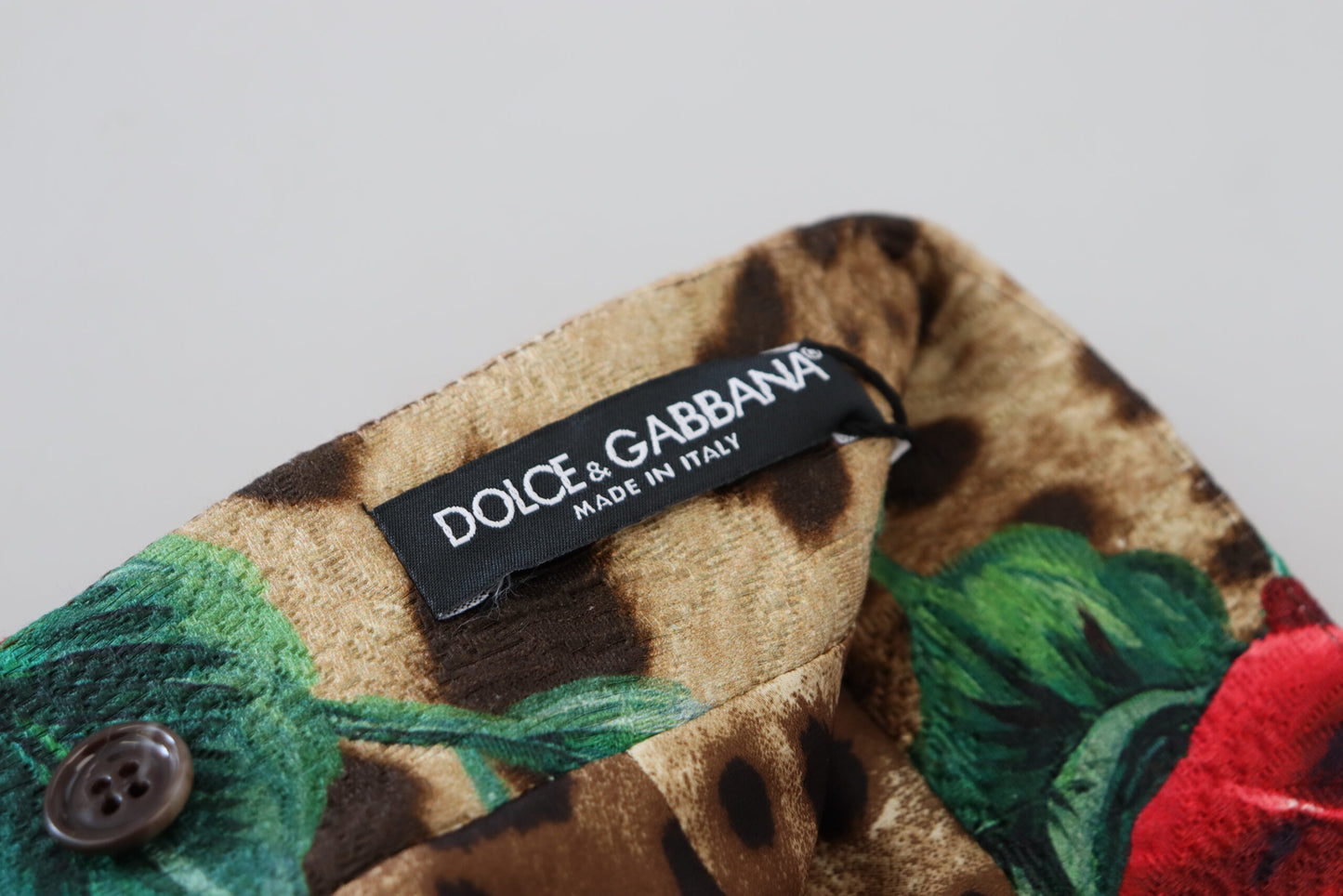 Dolce & Gabbana Brown Cotton Leopard Rose Print Mini Skirt