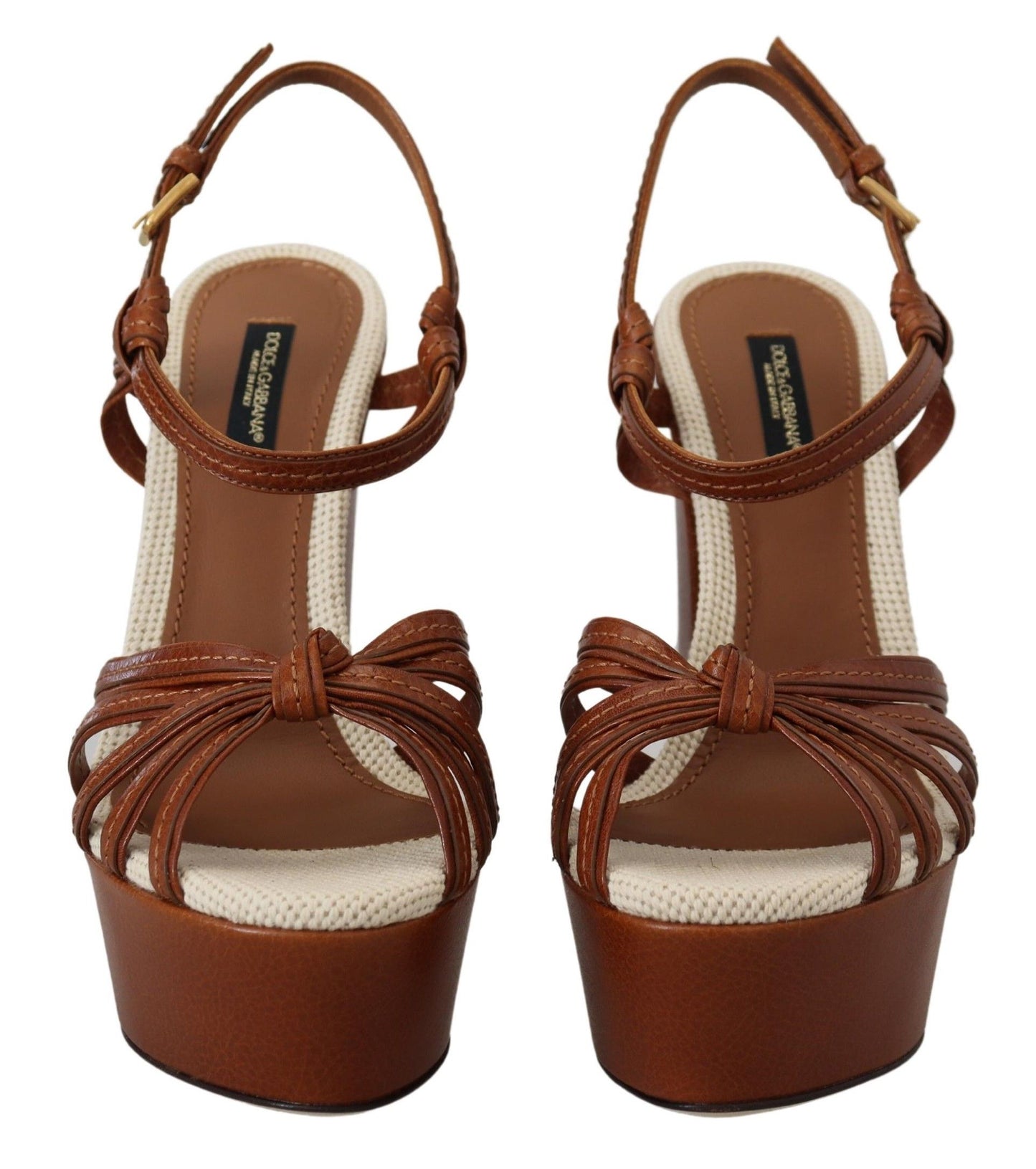 Dolce & Gabbana Brown Platform Leather Sandals Shoes