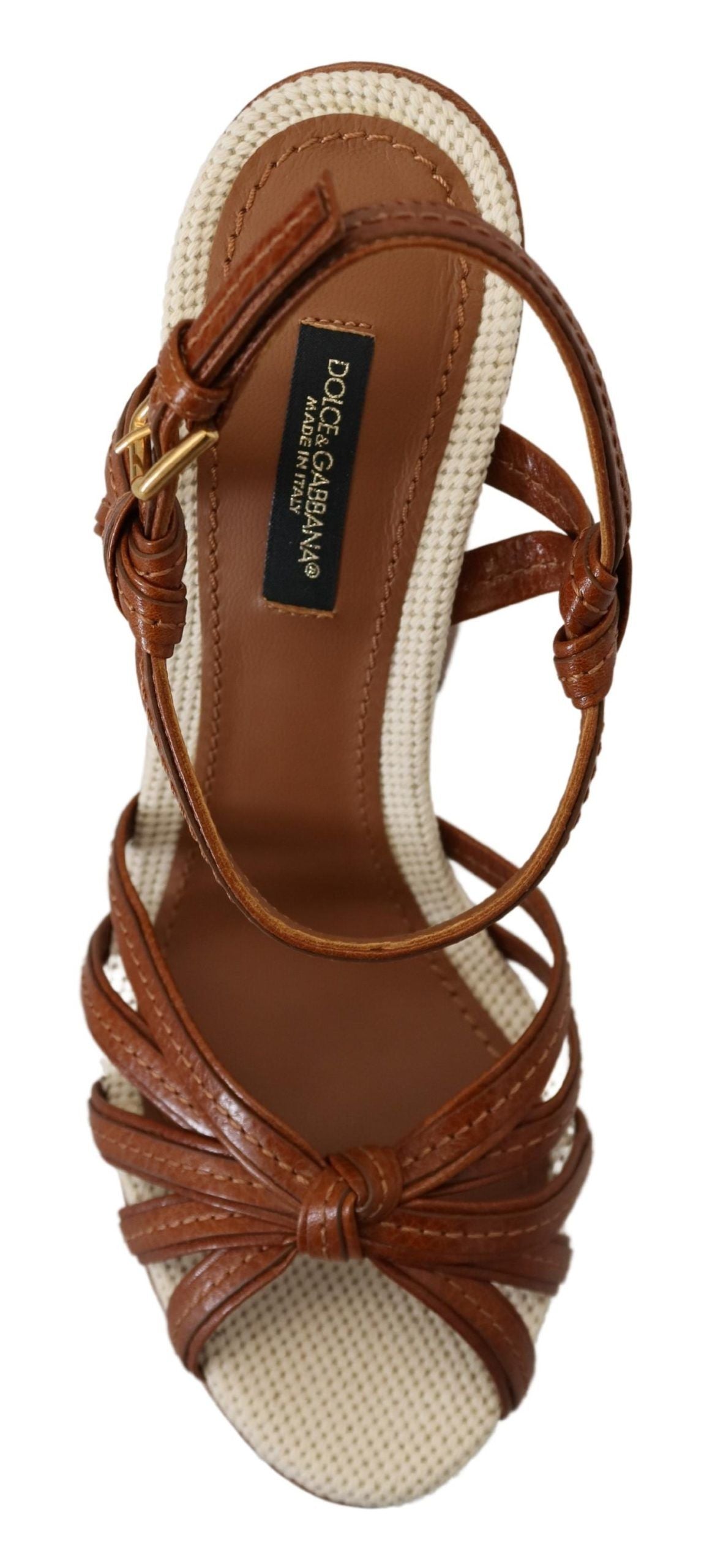 Dolce & Gabbana Brown Platform Leather Sandals Shoes